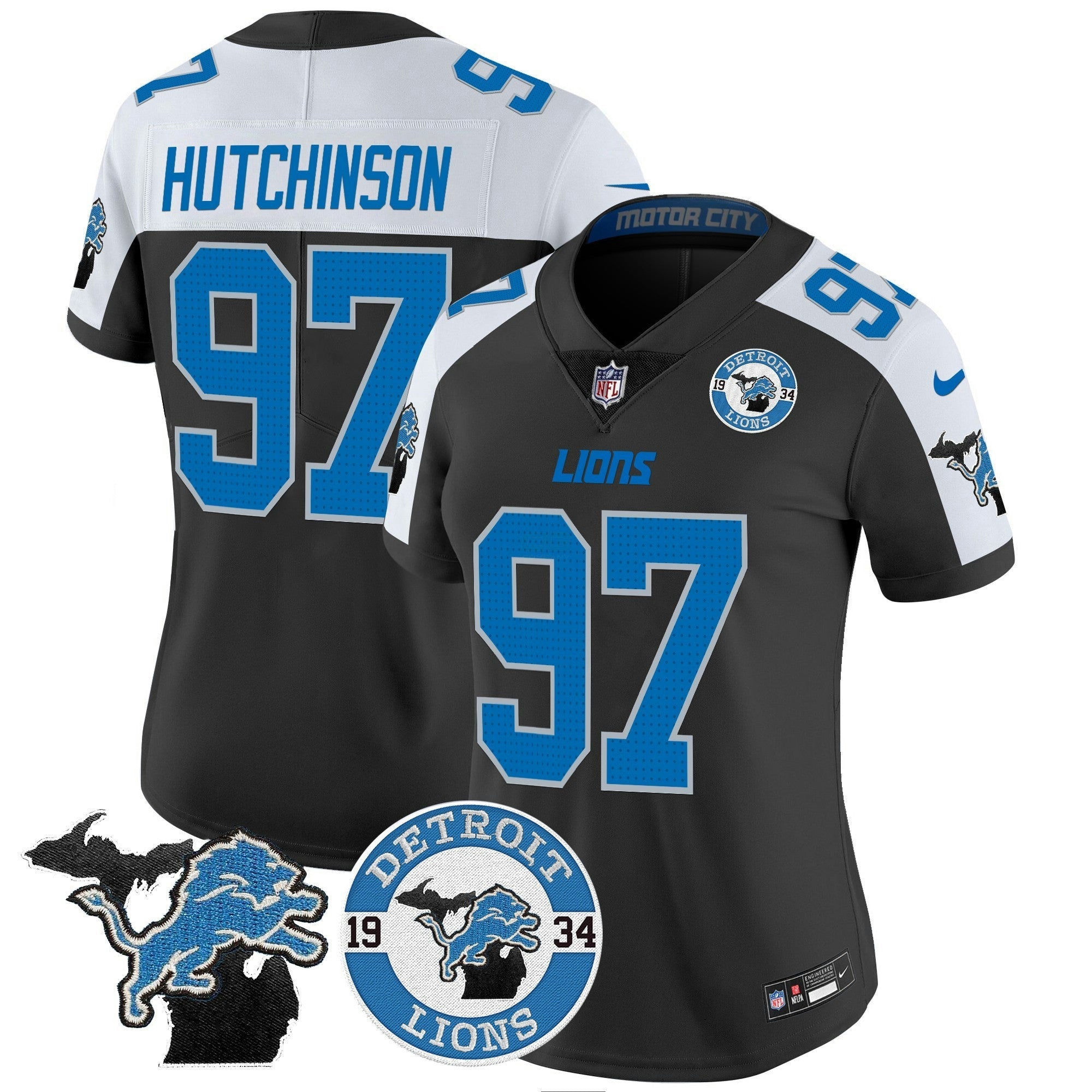 Camisa NFL Women’s Detroit 2024 Vapor Limited Jersey – Est. 1934 Patch
