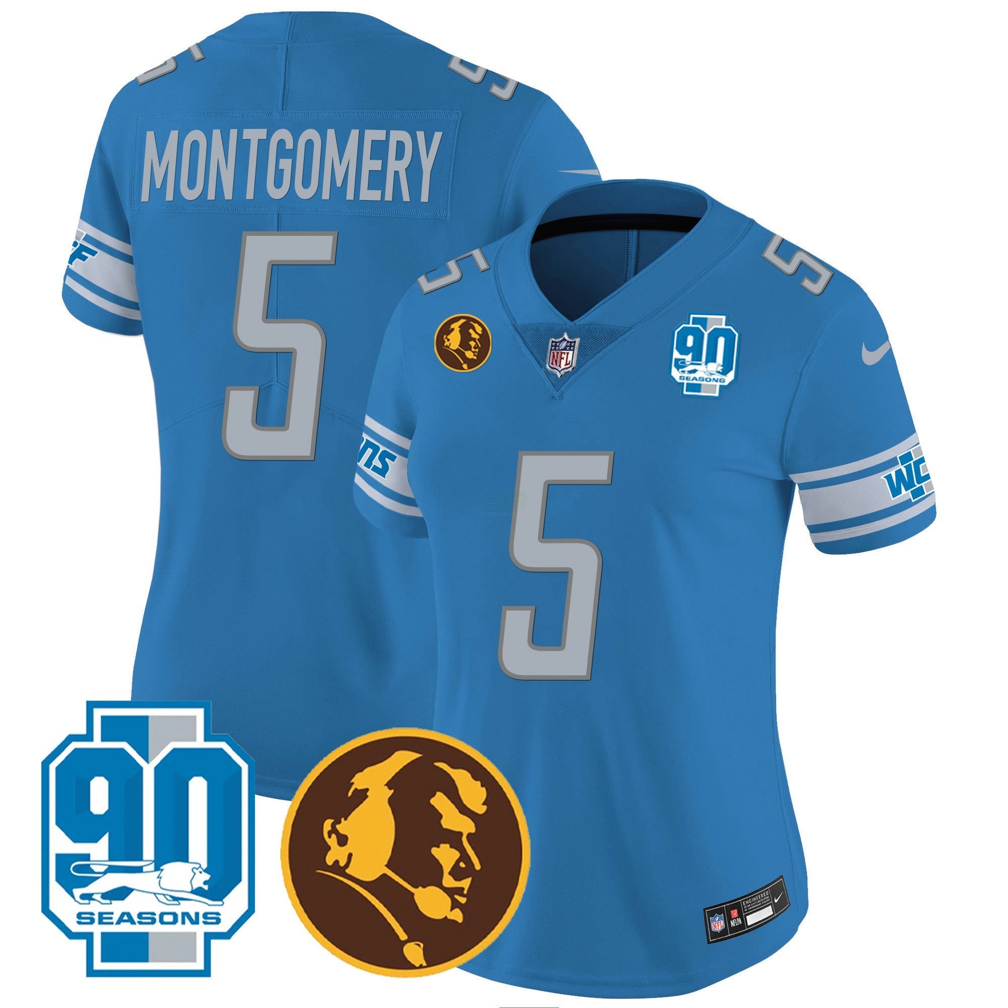 Camisa NFL Women’s Detroit 90th & John Madden Patch Jersey