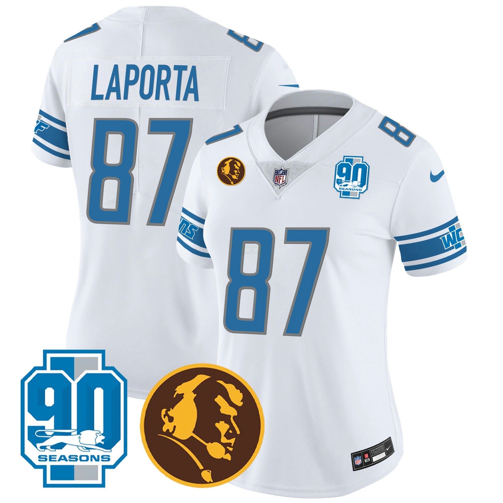 Camisa NFL Women’s Detroit 90th & John Madden Patch Jersey