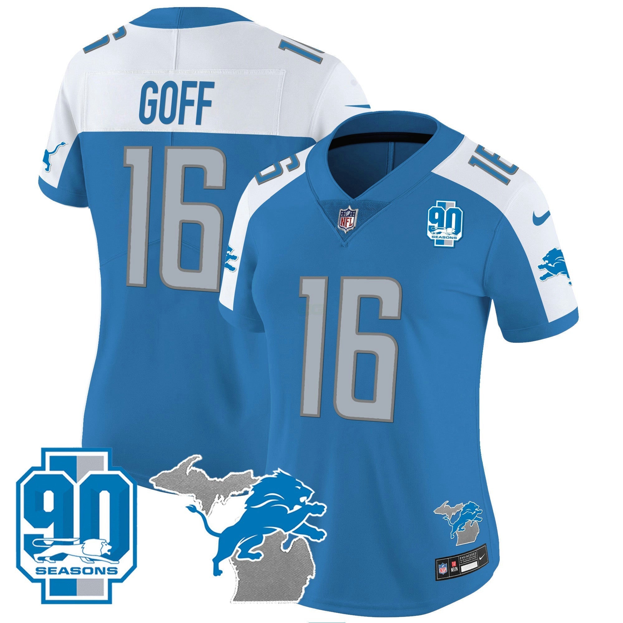 Camisa NFL Women’s Detroit 90th Year & Michigan Patch Vapor Jersey