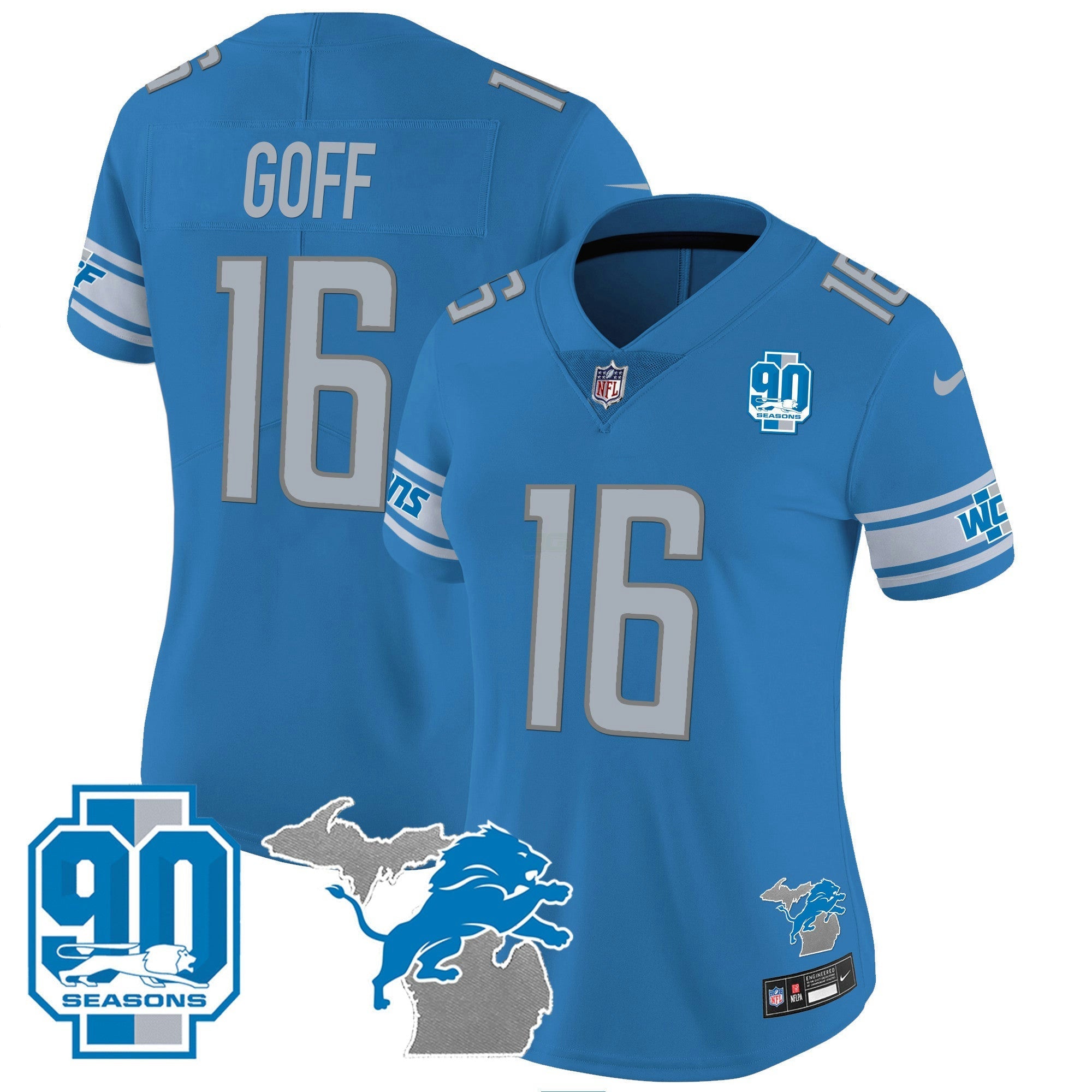 Camisa NFL Women’s Detroit 90th Year & Michigan Patch Vapor Jersey