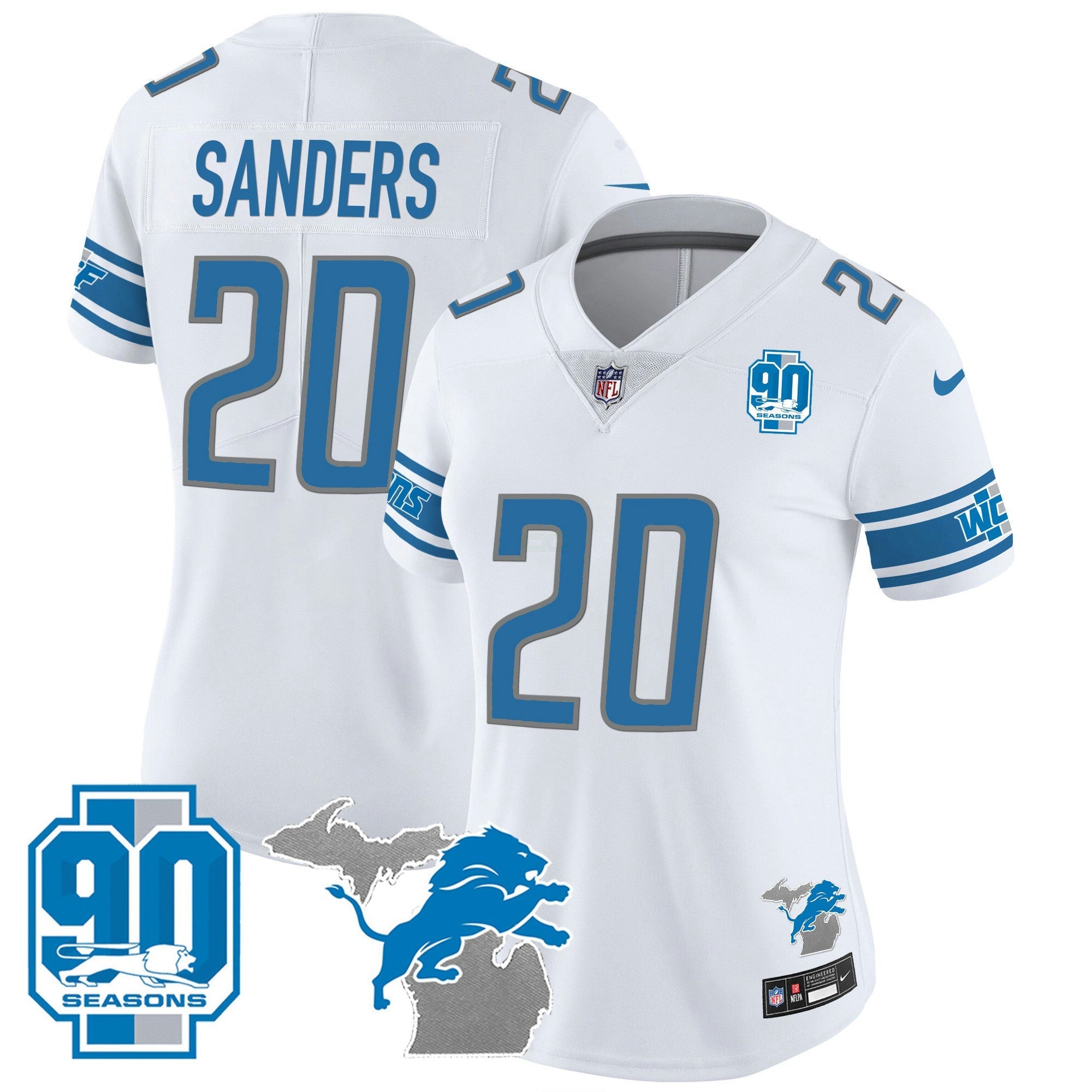Camisa NFL Women’s Detroit 90th Year & Michigan Patch Vapor Jersey