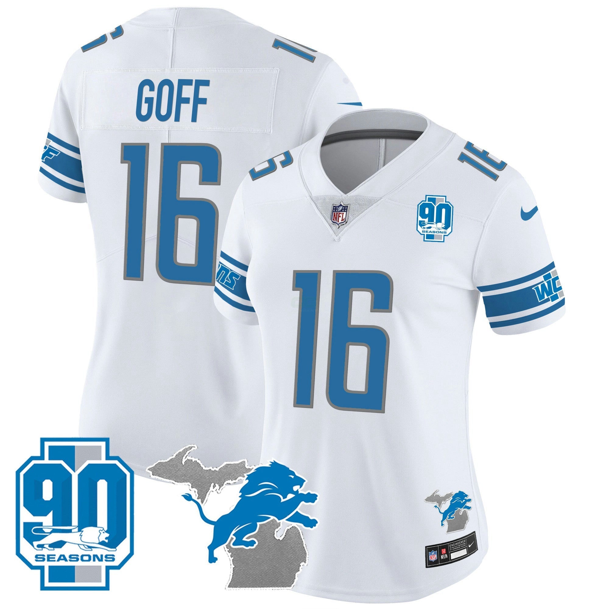 Camisa NFL Women’s Detroit 90th Year & Michigan Patch Vapor Jersey
