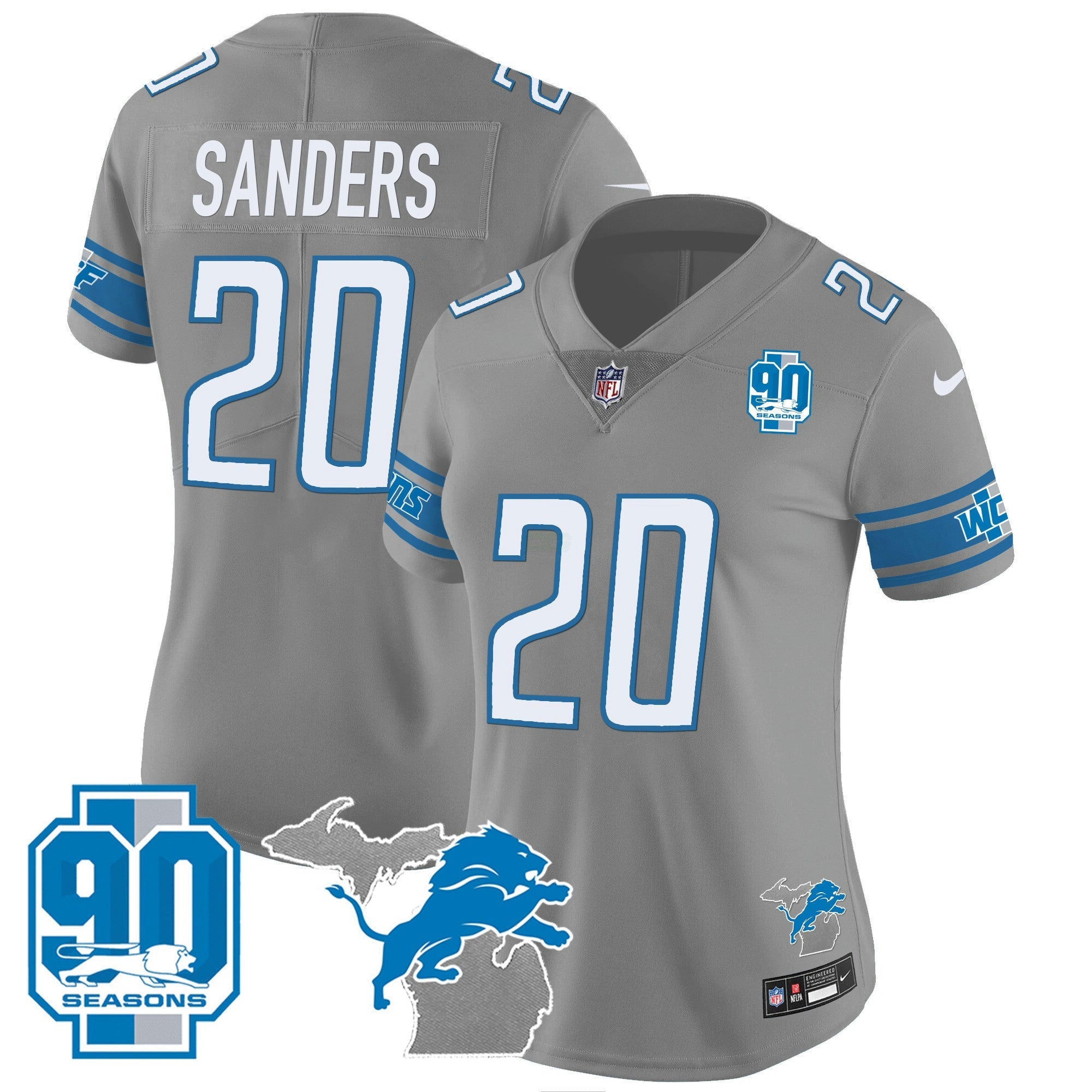 Camisa NFL Women’s Detroit 90th Year & Michigan Patch Vapor Jersey