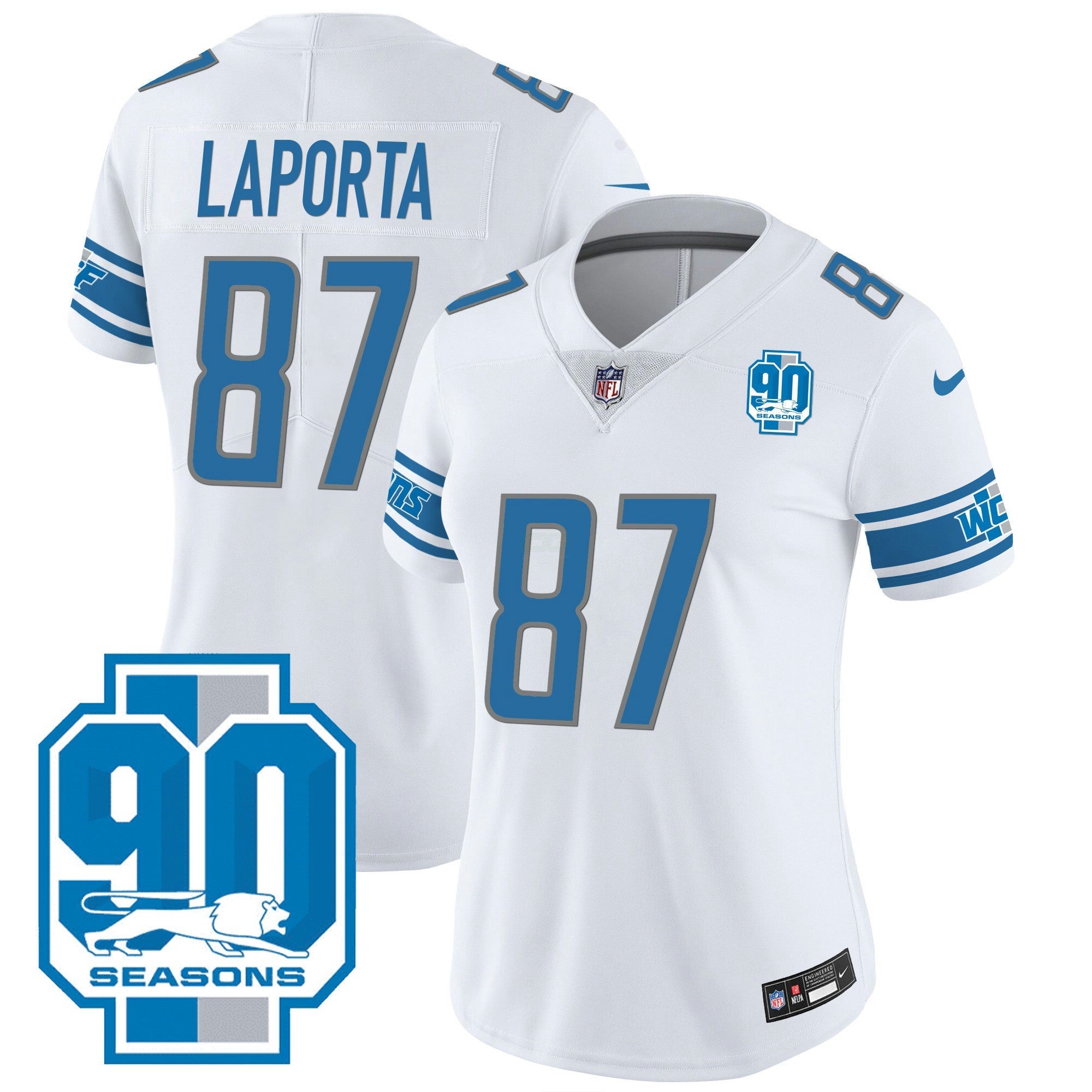 Camisa NFL Women’s Detroit 90th Year Patch Jersey
