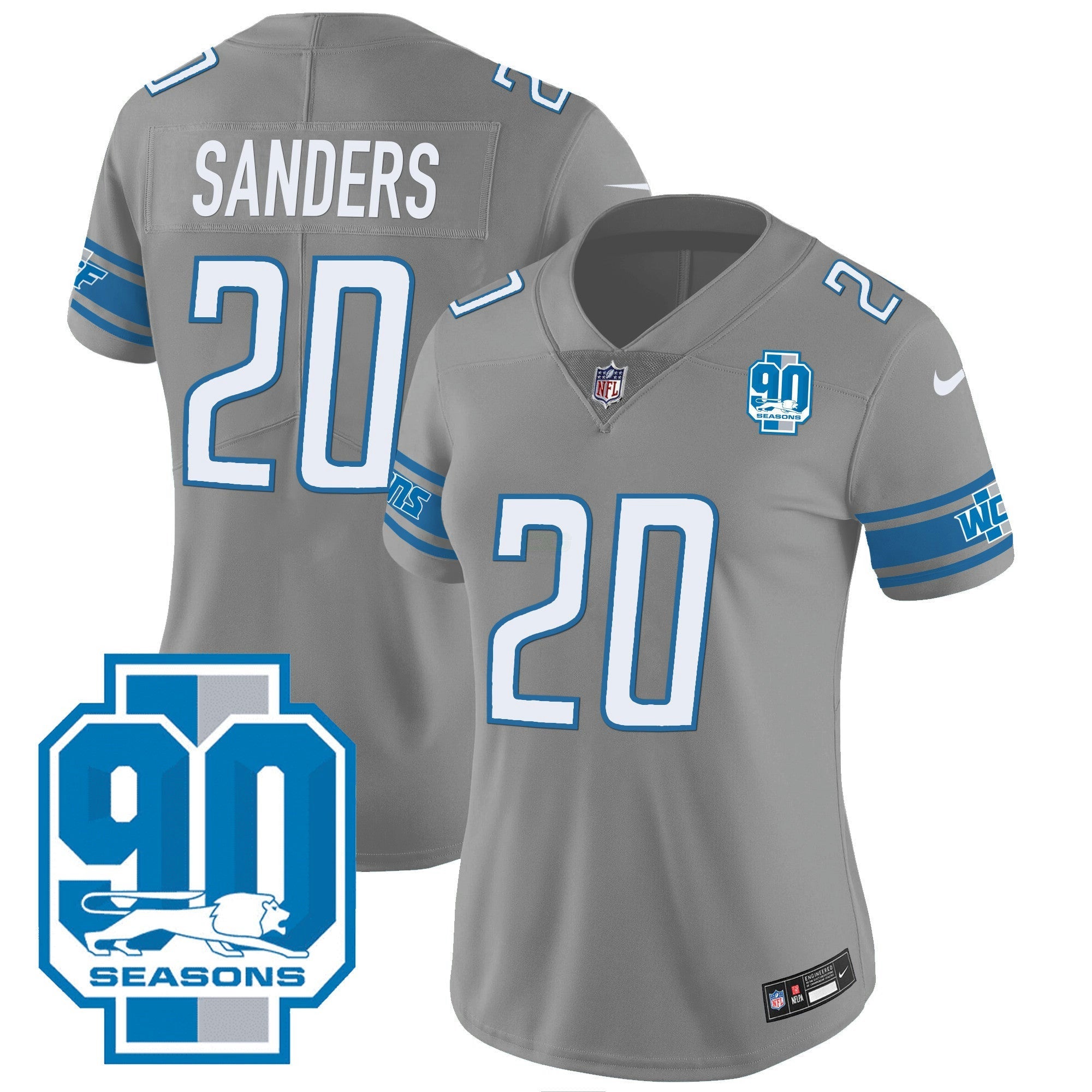 Camisa NFL Women’s Detroit 90th Year Patch Jersey