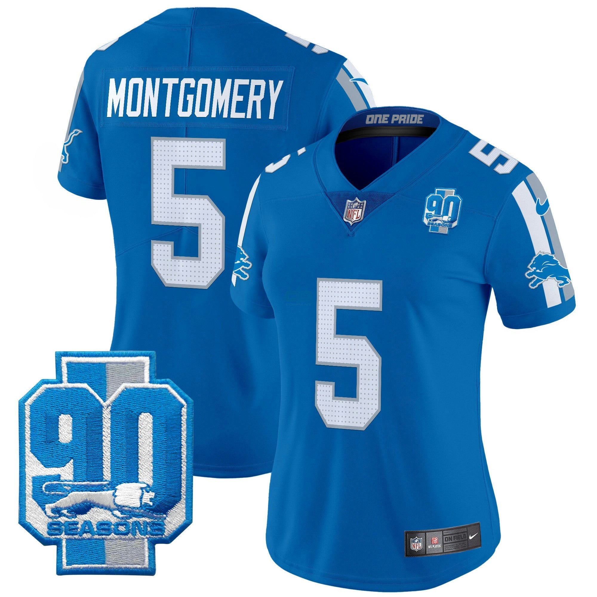 Camisa NFL Women’s Detroit 90th Year Patch Vapor Limited Jersey
