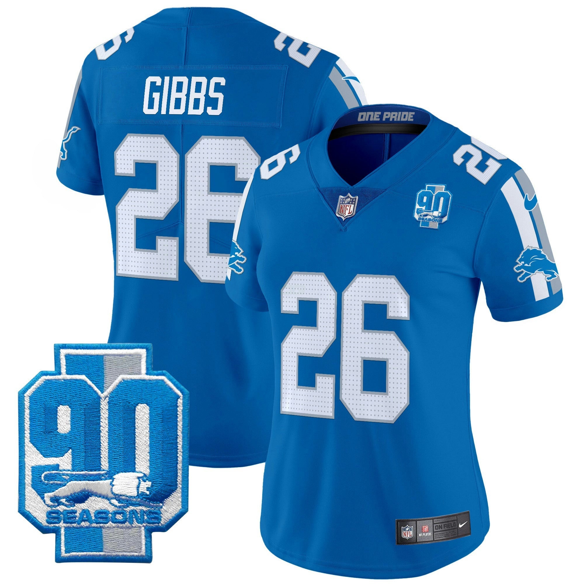 Camisa NFL Women’s Detroit 90th Year Patch Vapor Limited Jersey