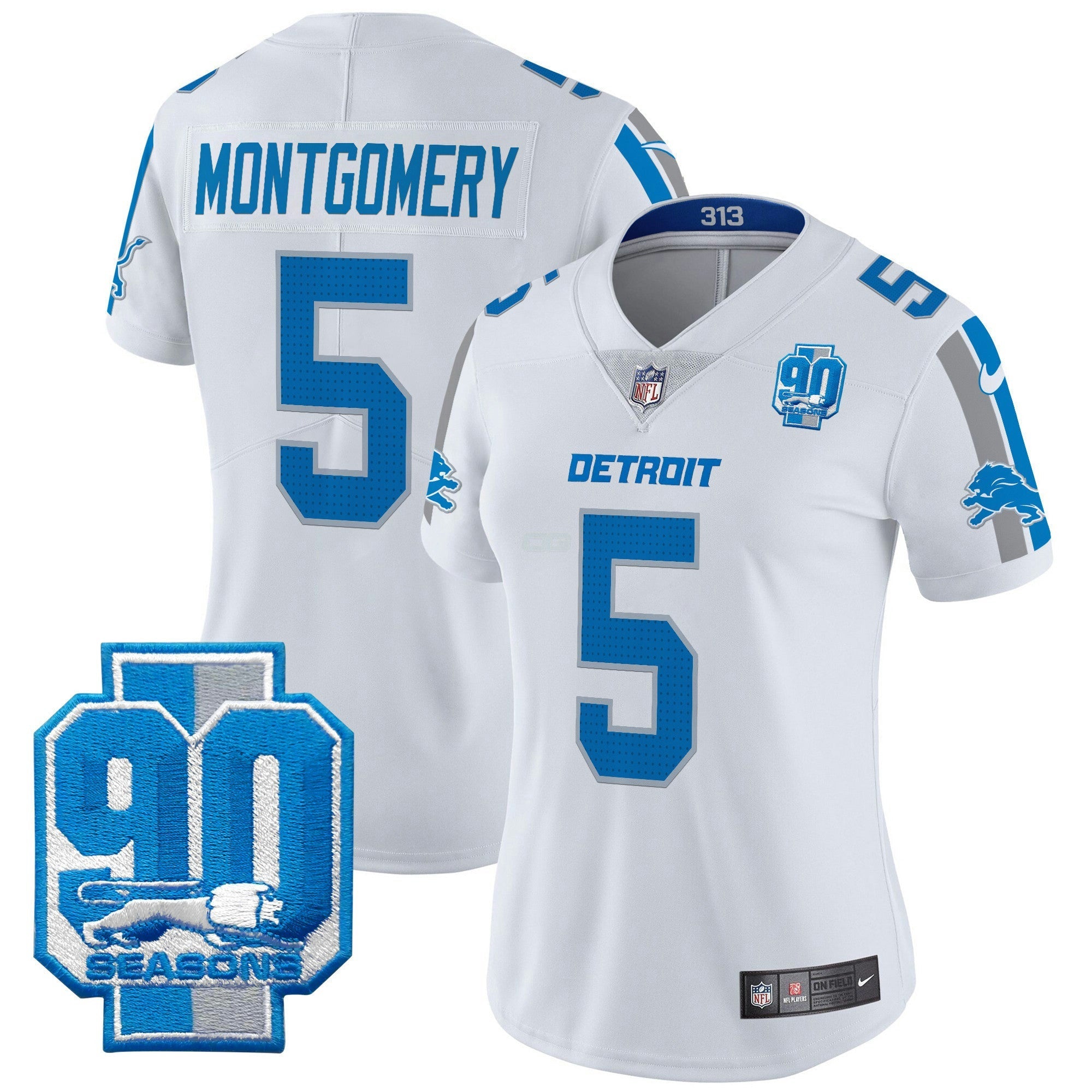 Camisa NFL Women’s Detroit 90th Year Patch Vapor Limited Jersey
