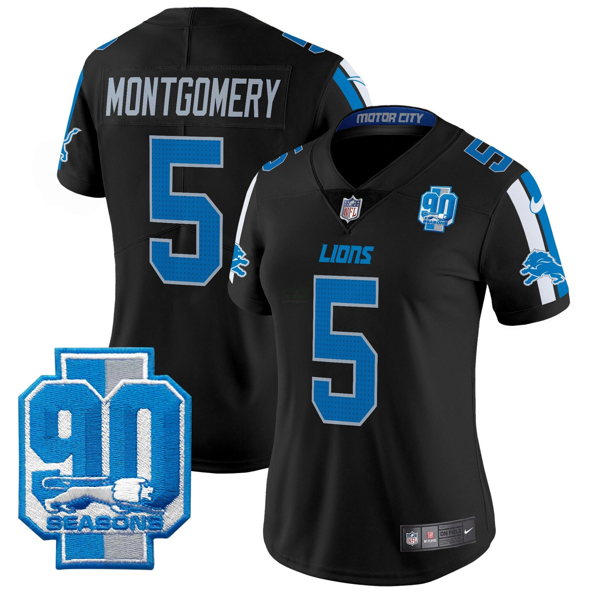 Camisa NFL Women’s Detroit 90th Year Patch Vapor Limited Jersey