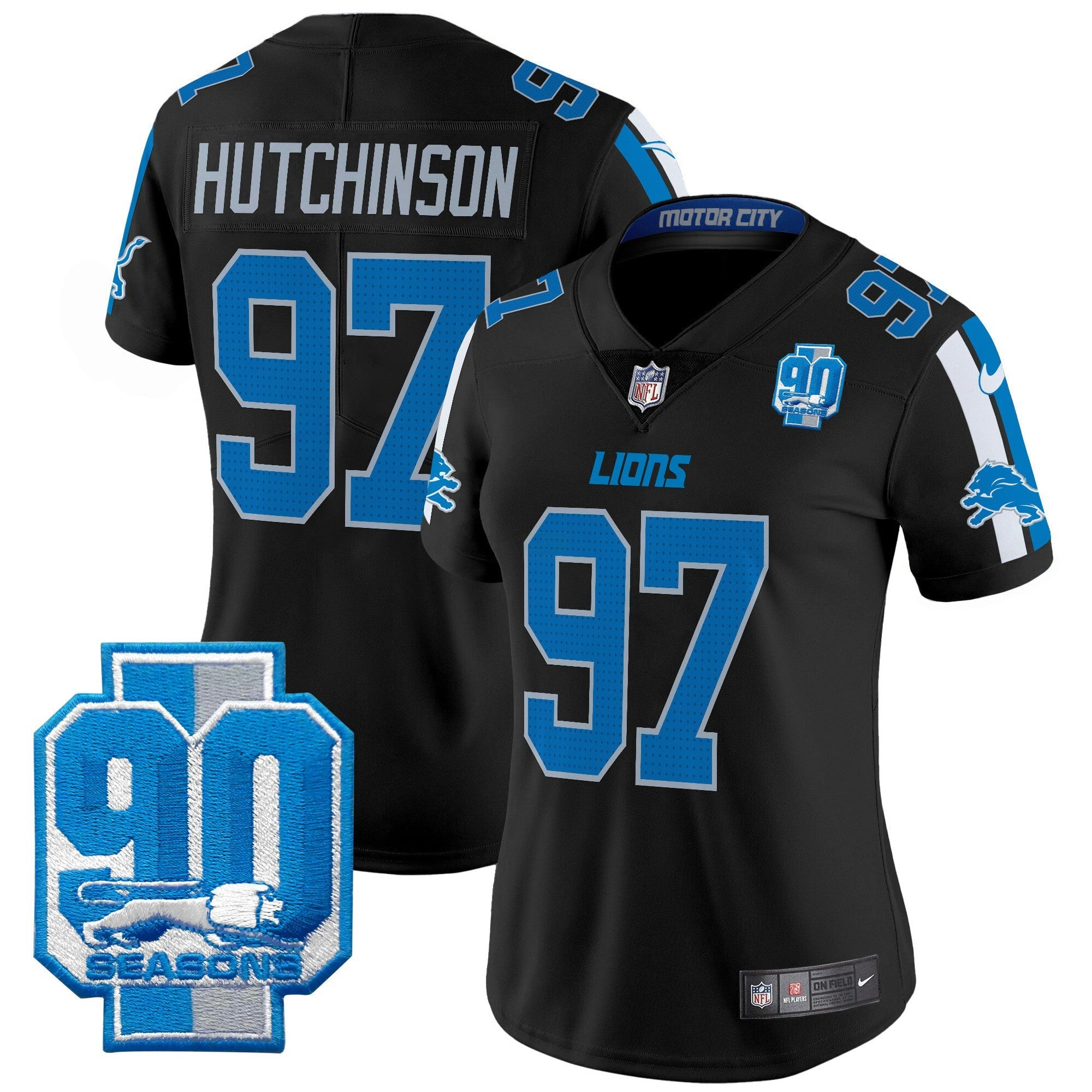 Camisa NFL Women’s Detroit 90th Year Patch Vapor Limited Jersey
