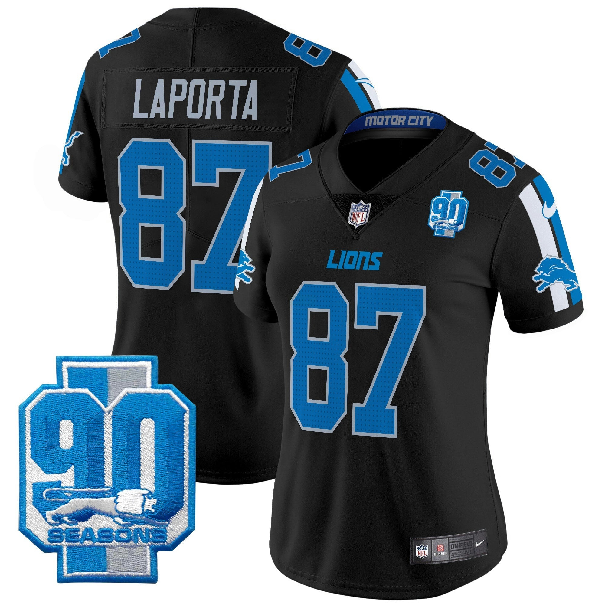 Camisa NFL Women’s Detroit 90th Year Patch Vapor Limited Jersey