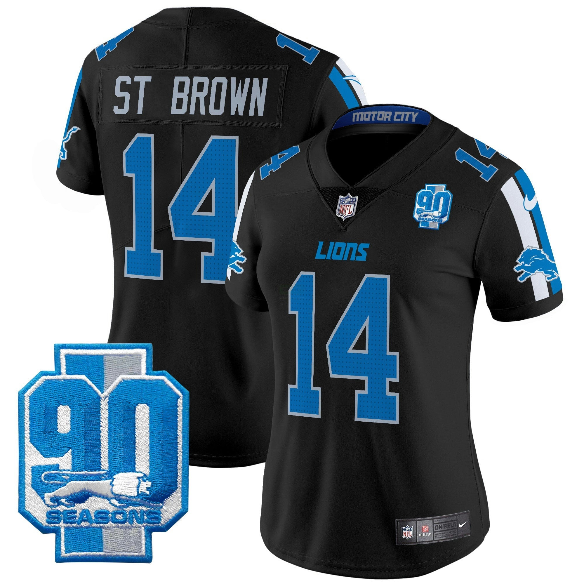 Camisa NFL Women’s Detroit 90th Year Patch Vapor Limited Jersey