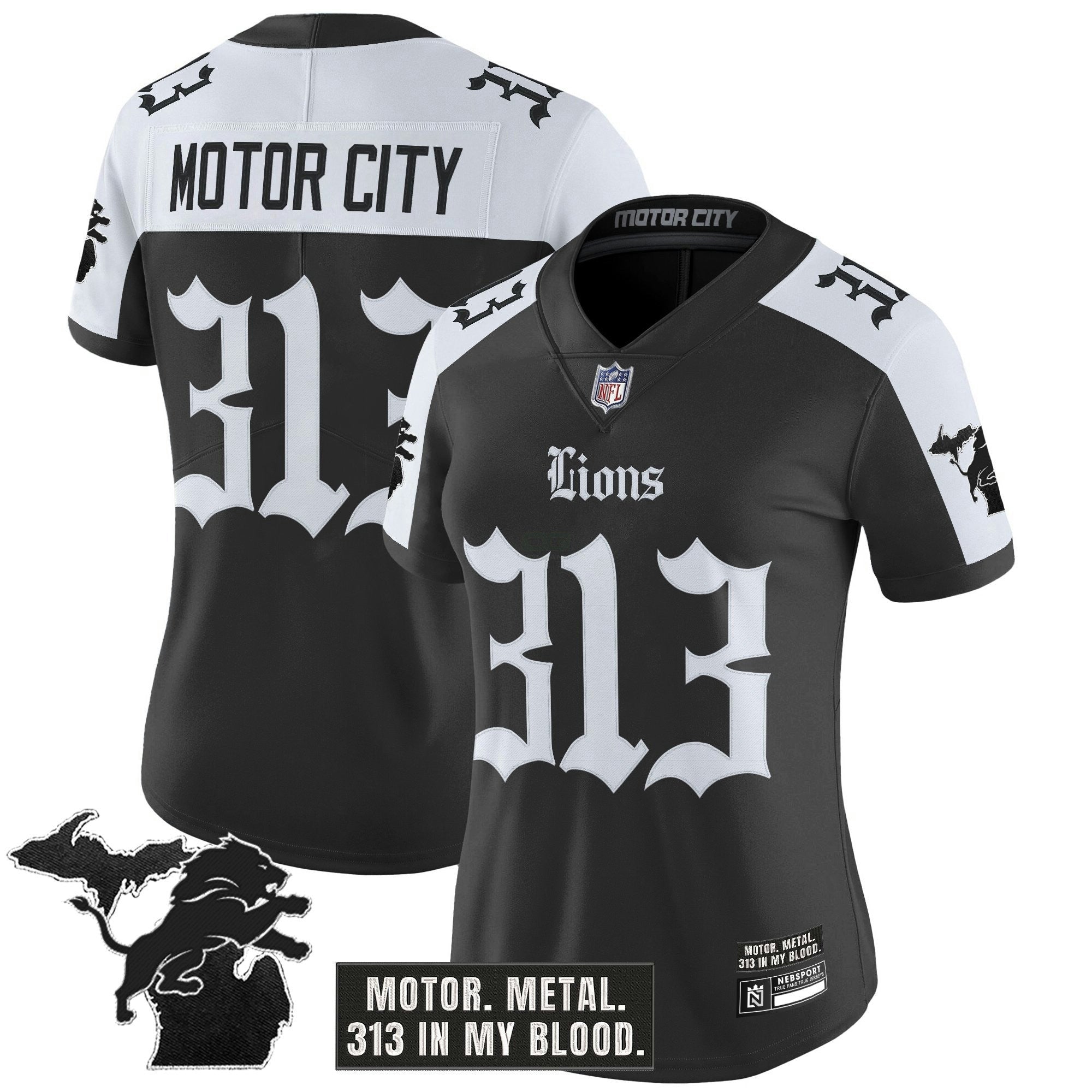Camisa NFL Women’s Detroit ‘Gothic Motor Grit Edition’ Vapor Limited Jersey