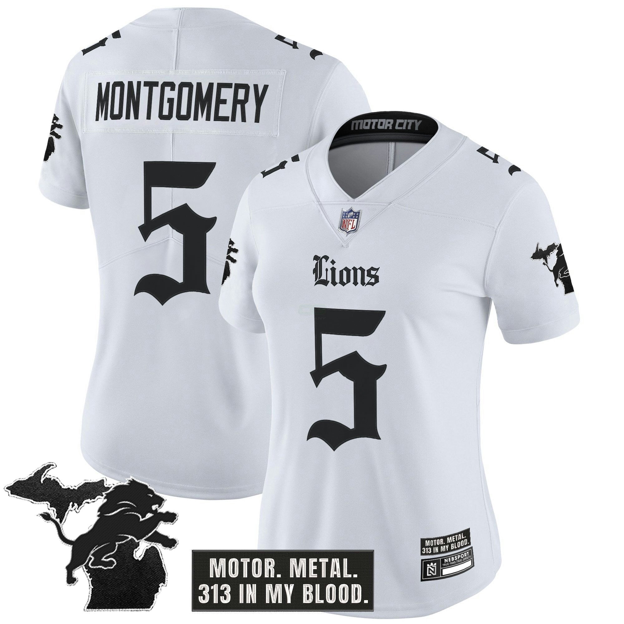 Camisa NFL Women’s Detroit ‘Gothic Motor Grit Edition’ Vapor Limited Jersey
