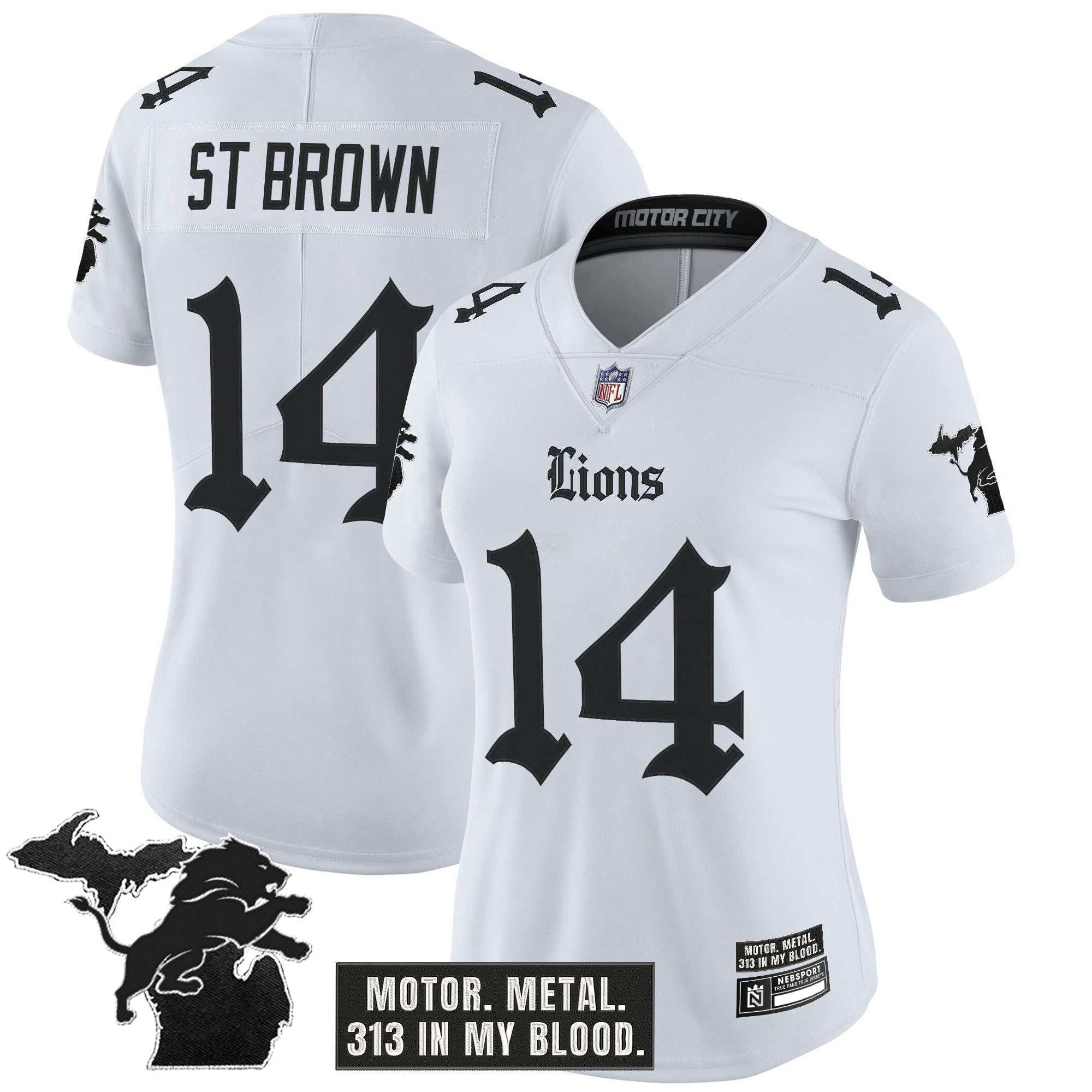 Camisa NFL Women’s Detroit ‘Gothic Motor Grit Edition’ Vapor Limited Jersey