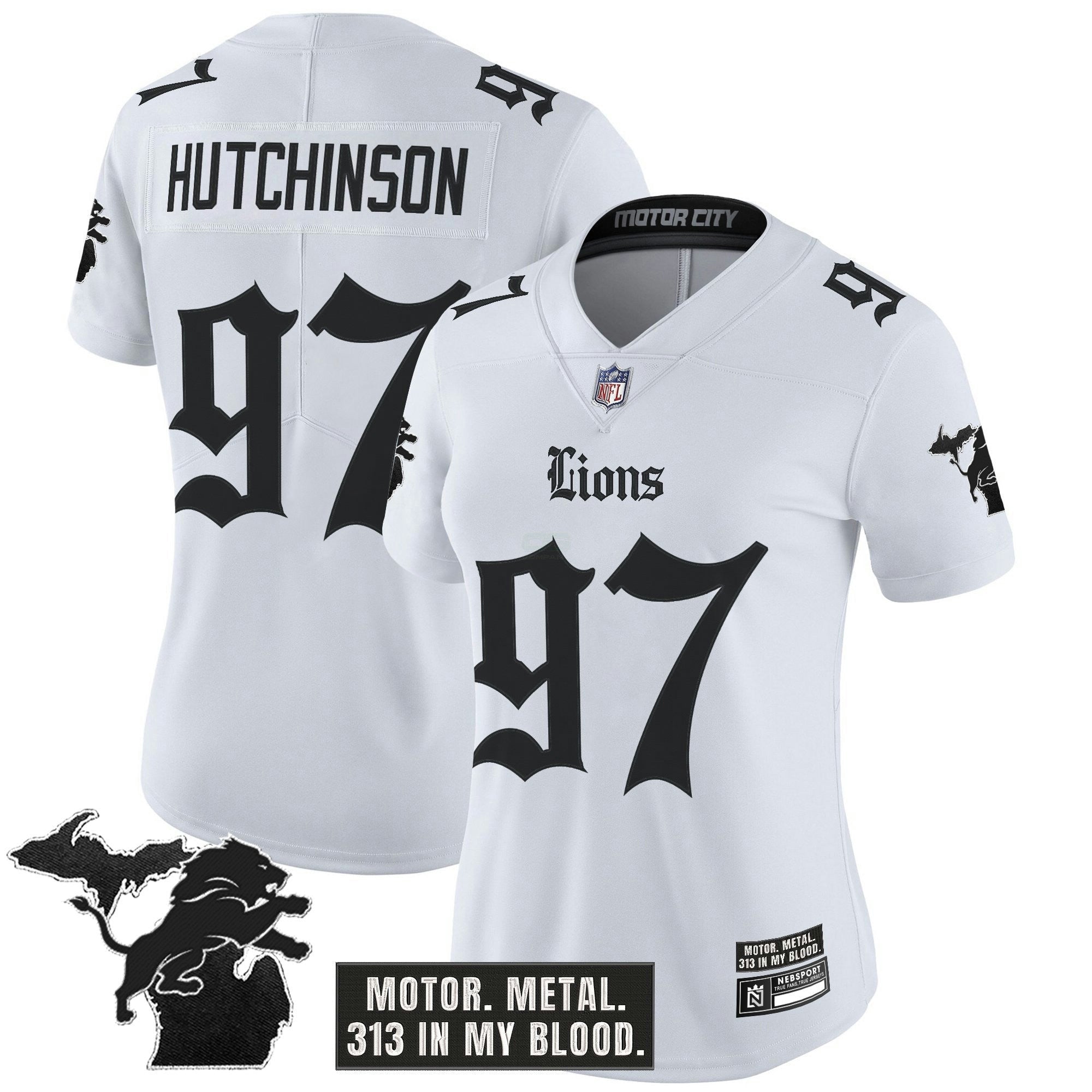 Camisa NFL Women’s Detroit ‘Gothic Motor Grit Edition’ Vapor Limited Jersey