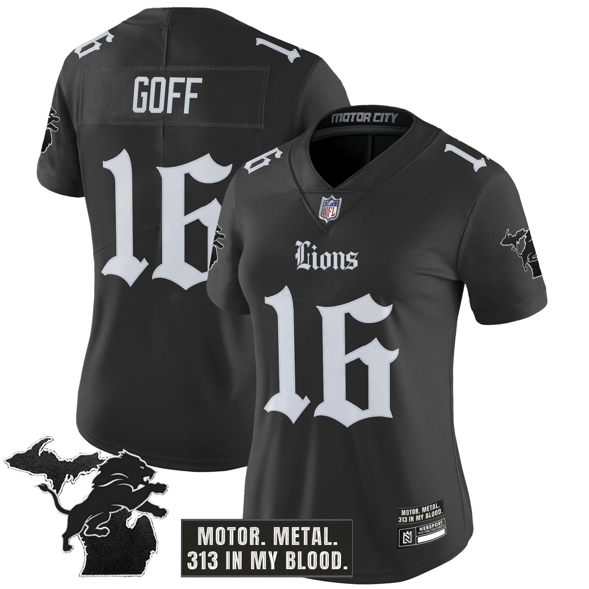Camisa NFL Women’s Detroit ‘Gothic Motor Grit Edition’ Vapor Limited Jersey