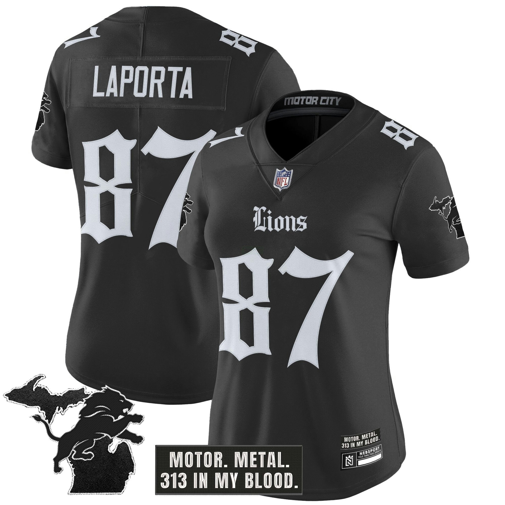 Camisa NFL Women’s Detroit ‘Gothic Motor Grit Edition’ Vapor Limited Jersey