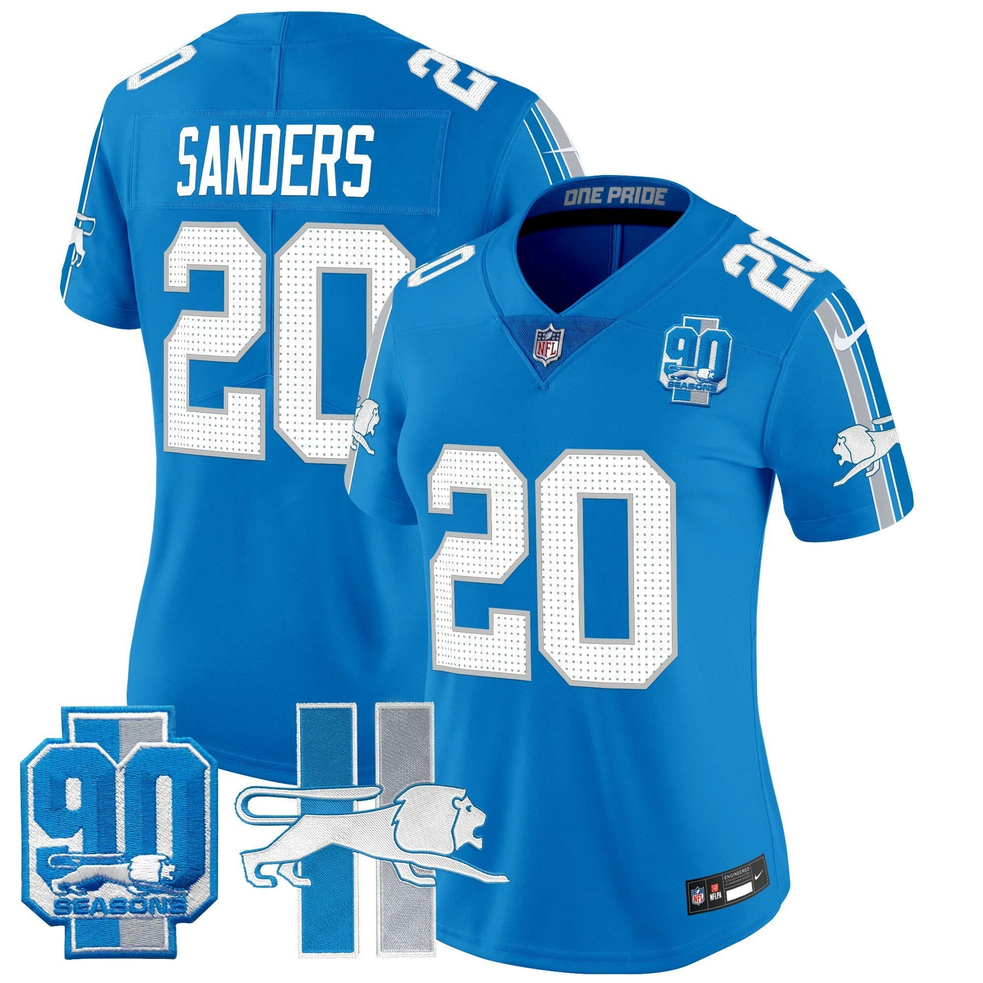 Camisa NFL Women’s Detroit Throwback 90th Year Patch Vapor Limited Jersey