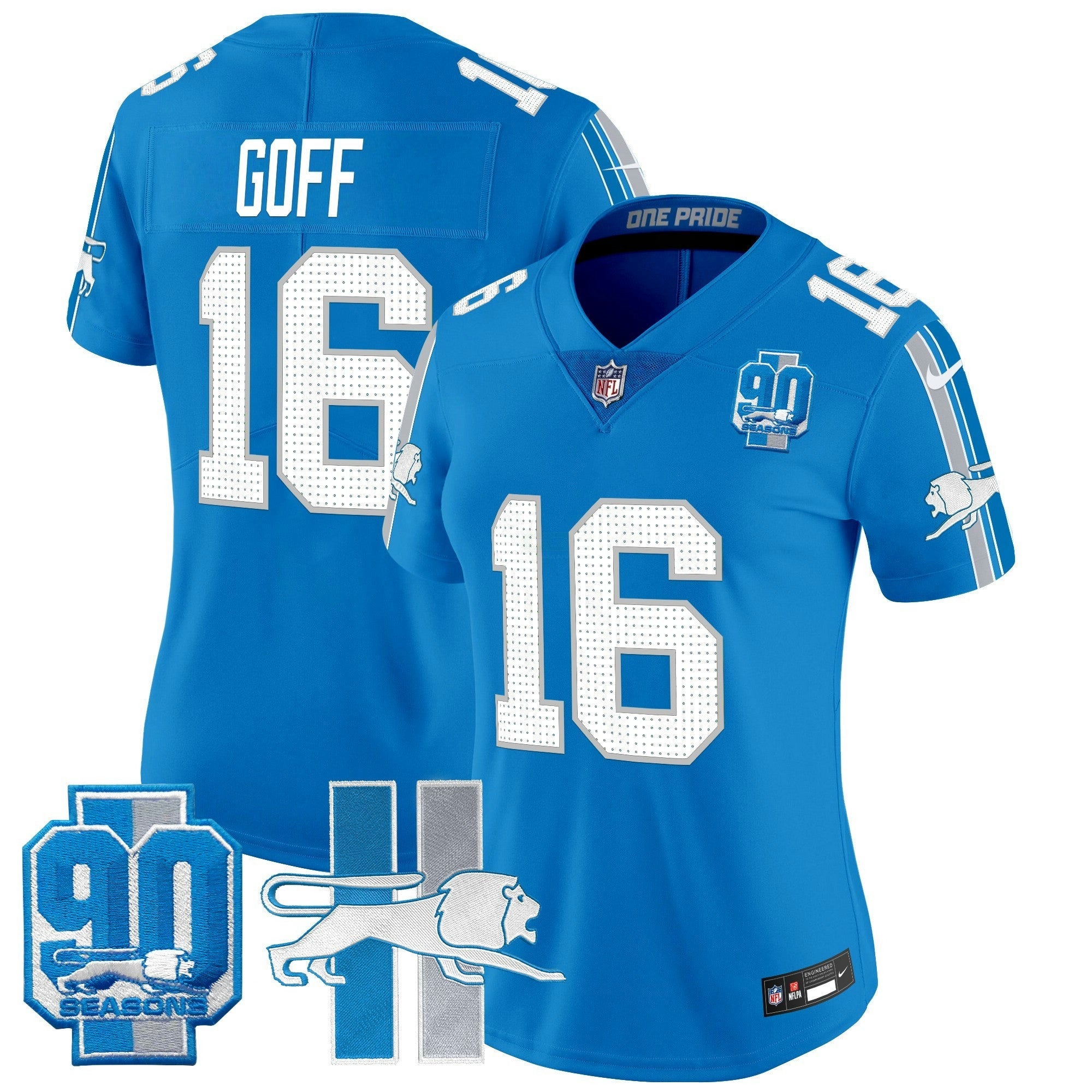 Camisa NFL Women’s Detroit Throwback 90th Year Patch Vapor Limited Jersey