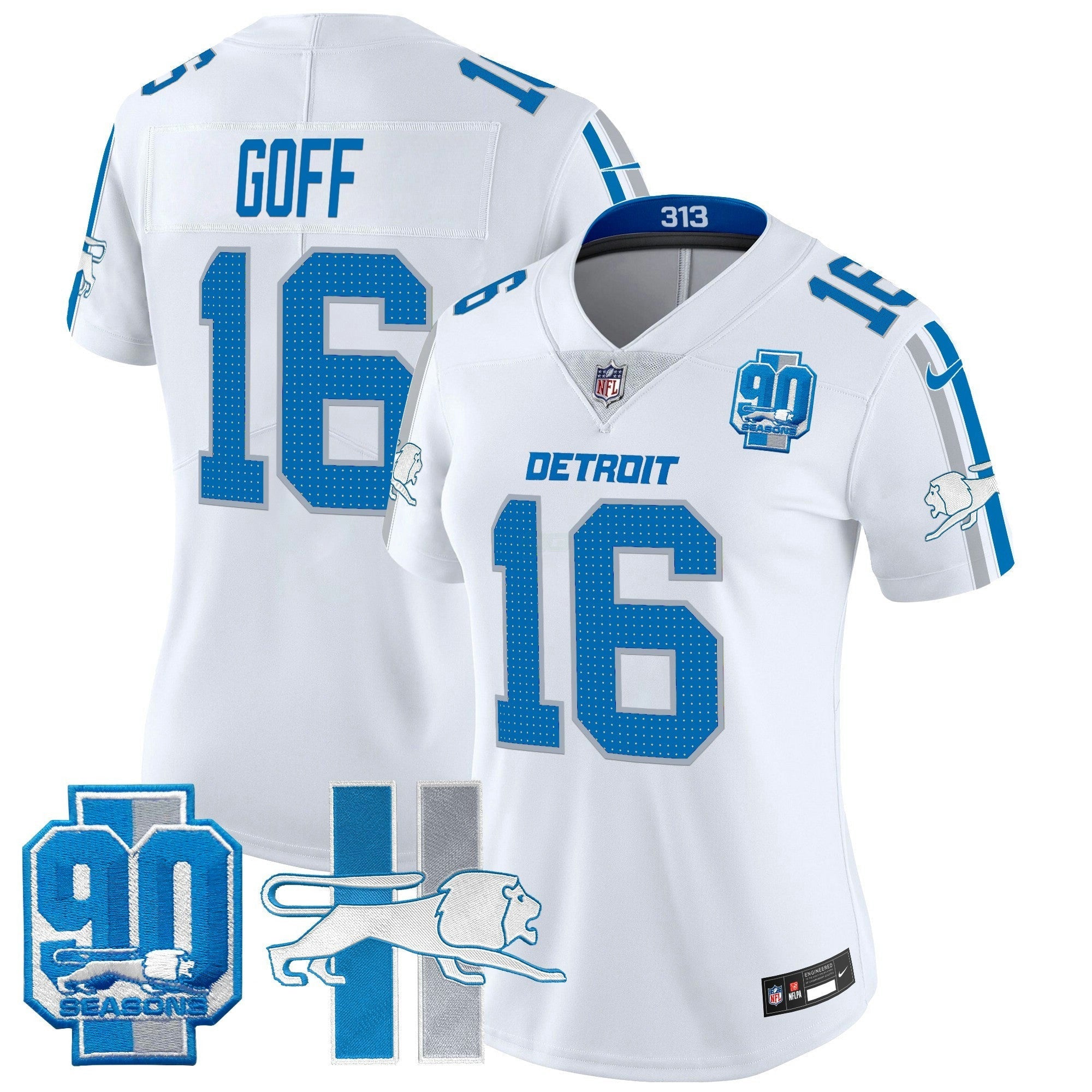 Camisa NFL Women’s Detroit Throwback 90th Year Patch Vapor Limited Jersey