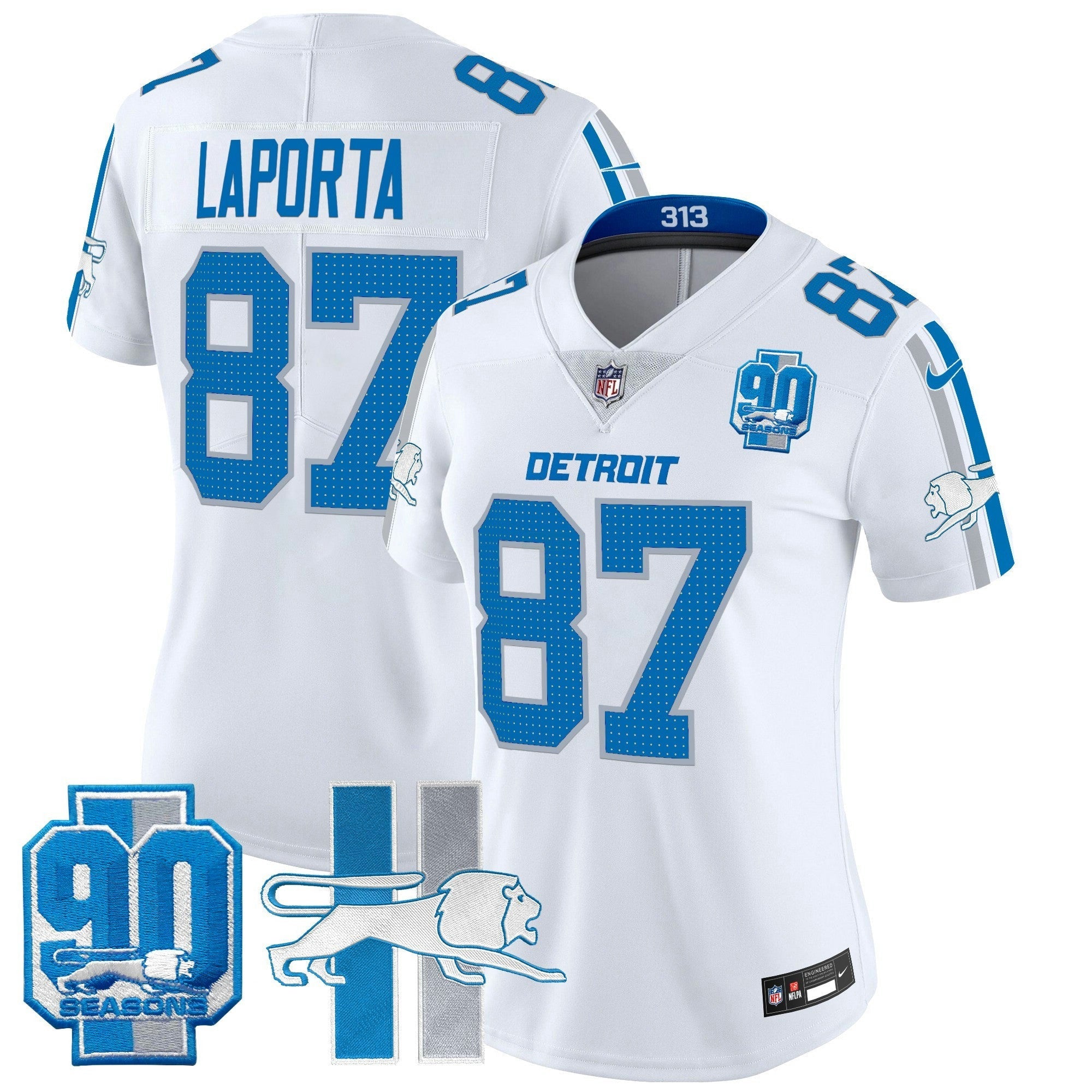 Camisa NFL Women’s Detroit Throwback 90th Year Patch Vapor Limited Jersey