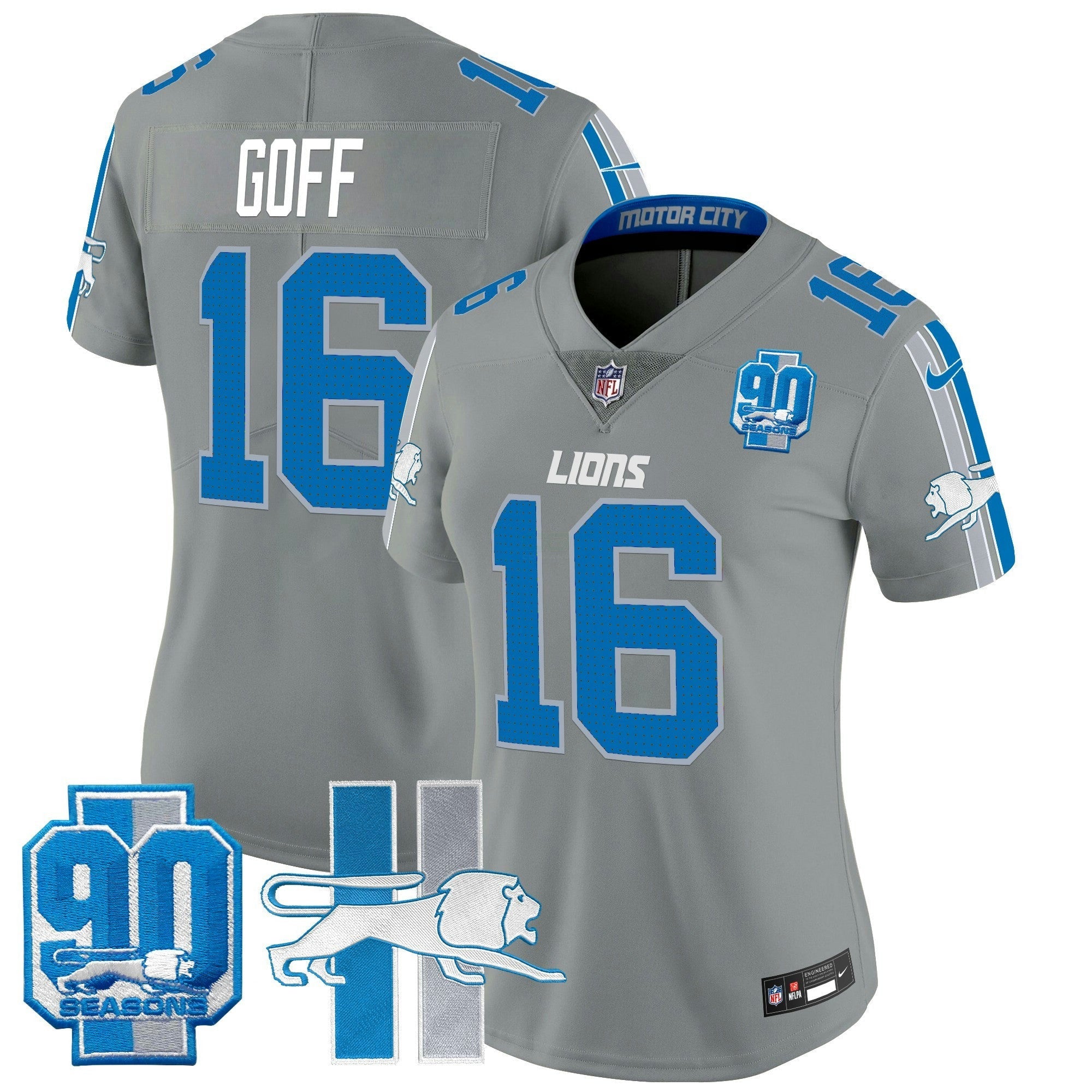 Camisa NFL Women’s Detroit Throwback 90th Year Patch Vapor Limited Jersey