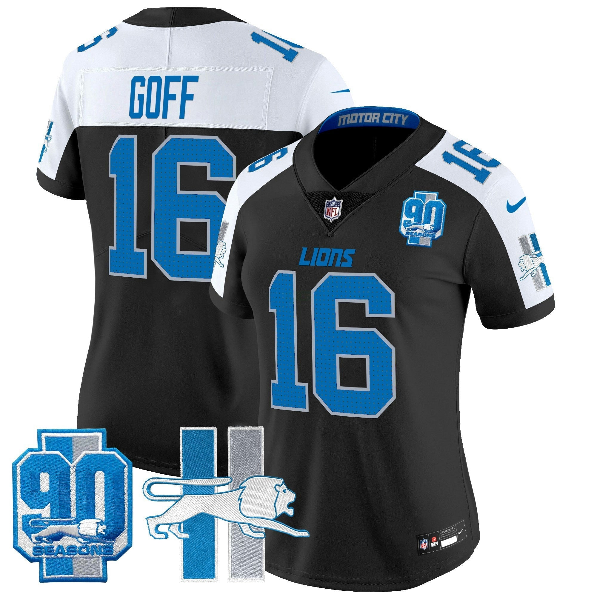 Camisa NFL Women’s Detroit Throwback 90th Year Patch Vapor Limited Jersey