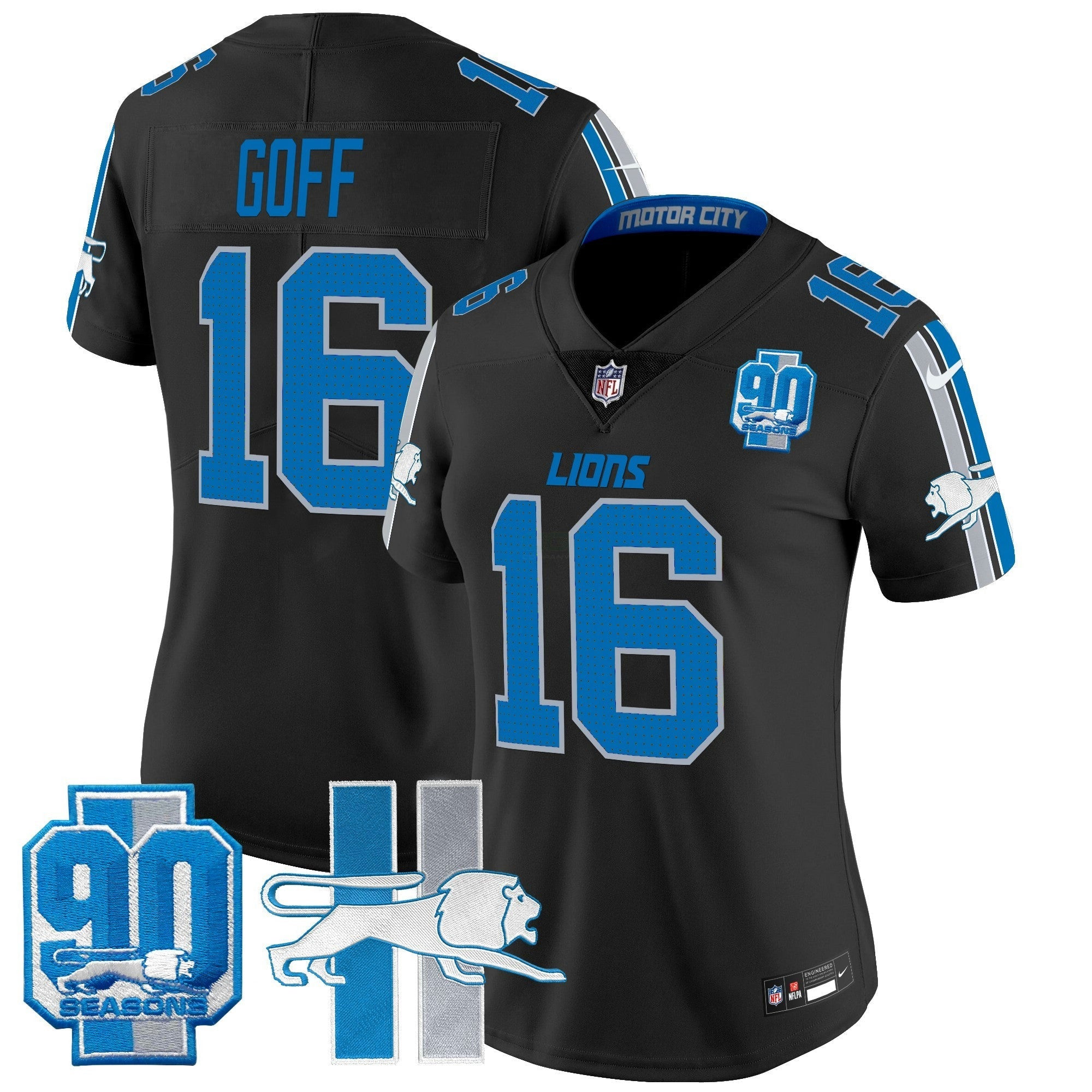 Camisa NFL Women’s Detroit Throwback 90th Year Patch Vapor Limited Jersey