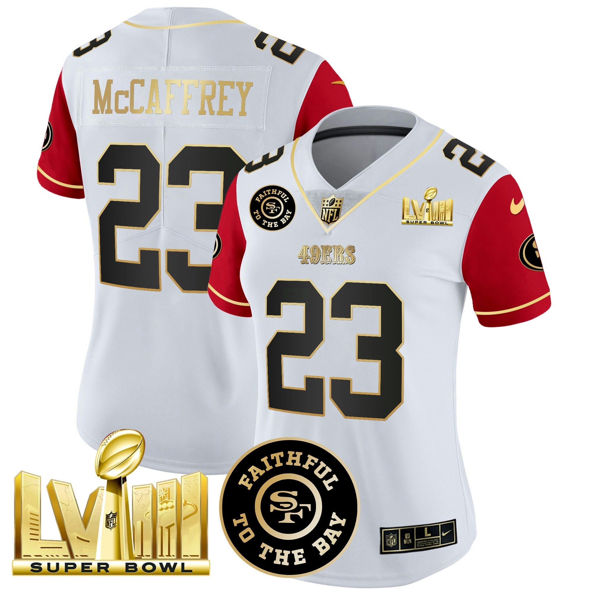 Camisa NFL Women’s Faithful & Super Bowl LVIII Dourada Patch Vapor Jersey V2