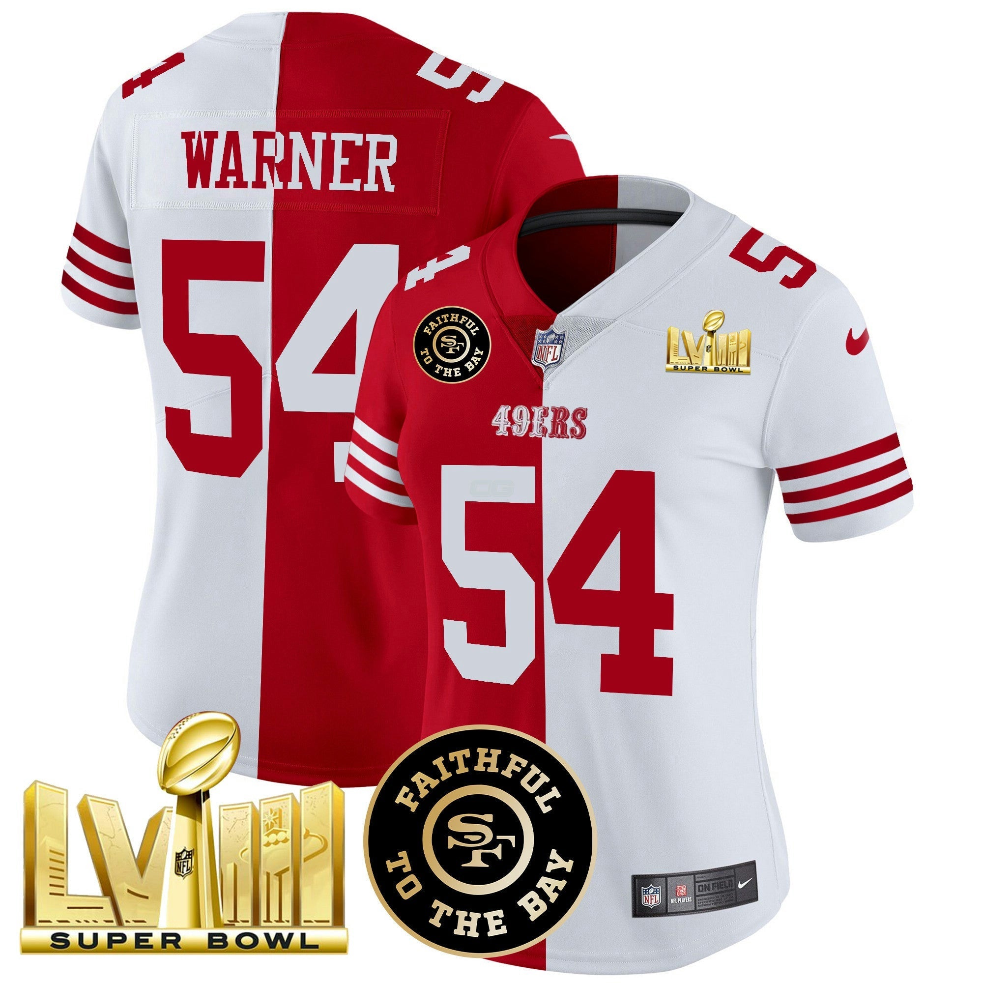 Camisa NFL Women’s Faithful & Super Bowl LVIII Dourada Patch Vapor Jersey V2