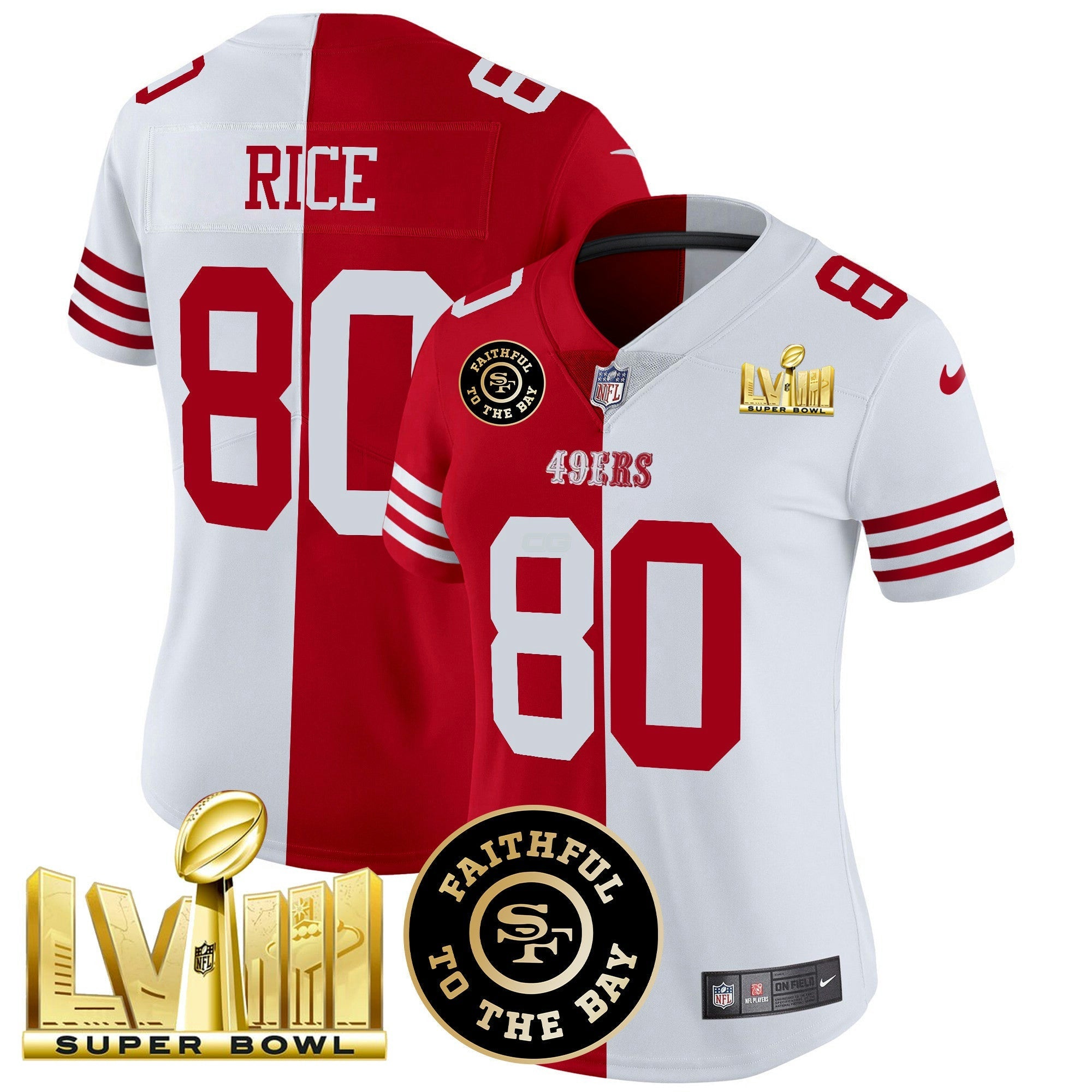 Camisa NFL Women’s Faithful & Super Bowl LVIII Dourada Patch Vapor Jersey V2