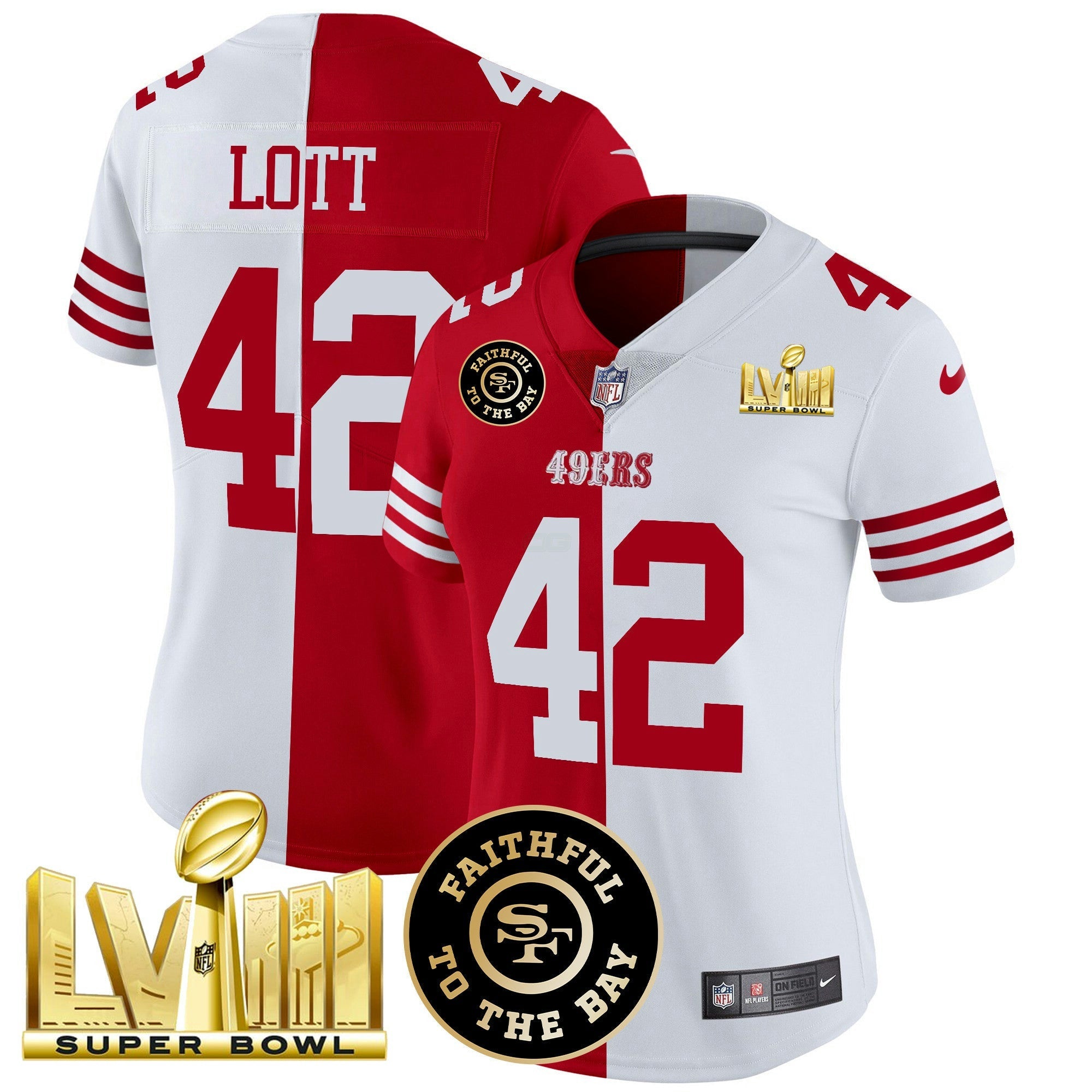 Camisa NFL Women’s Faithful & Super Bowl LVIII Dourada Patch Vapor Jersey V2