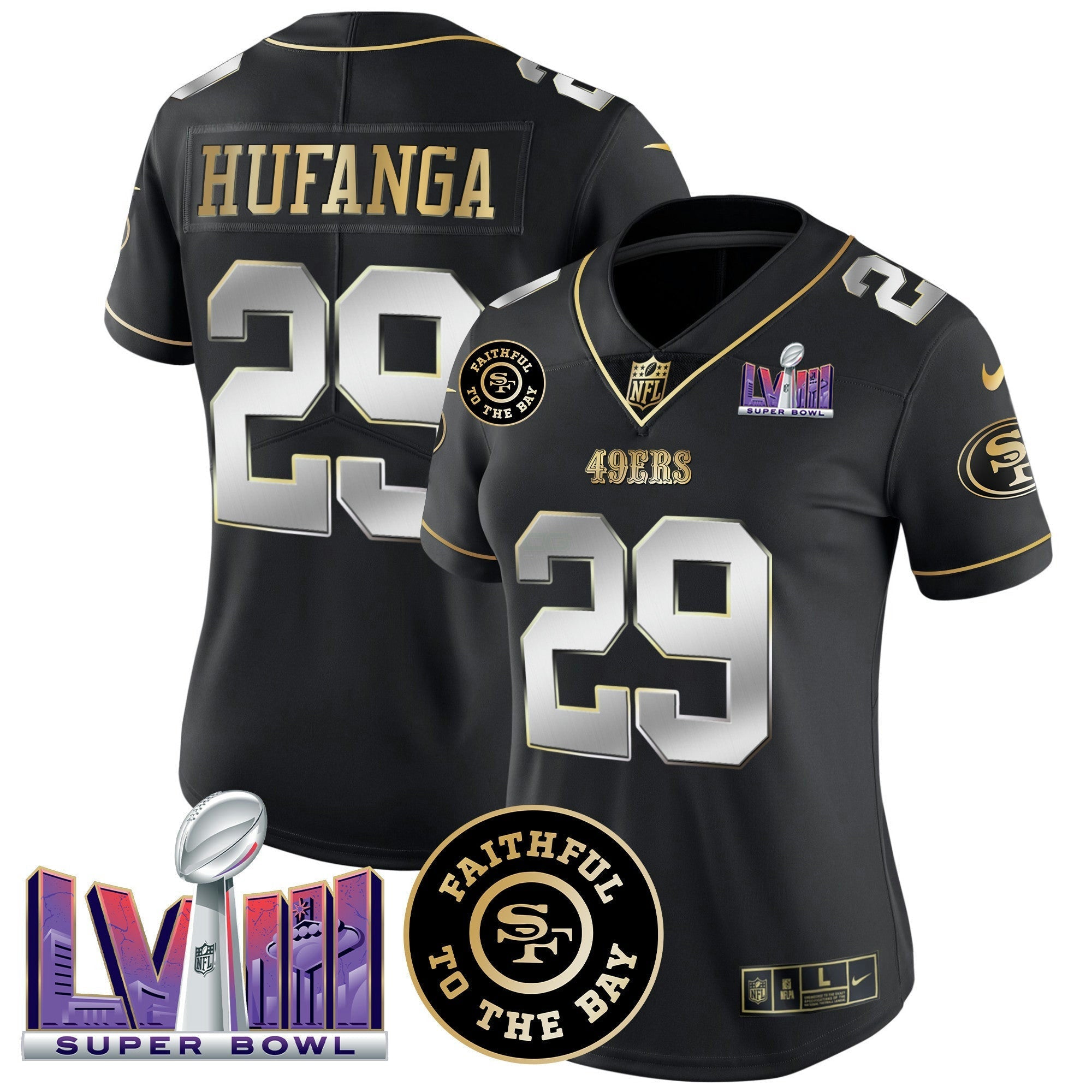 Camisa NFL Women’s Faithful & Super Bowl LVIII Patch Vapor Jersey