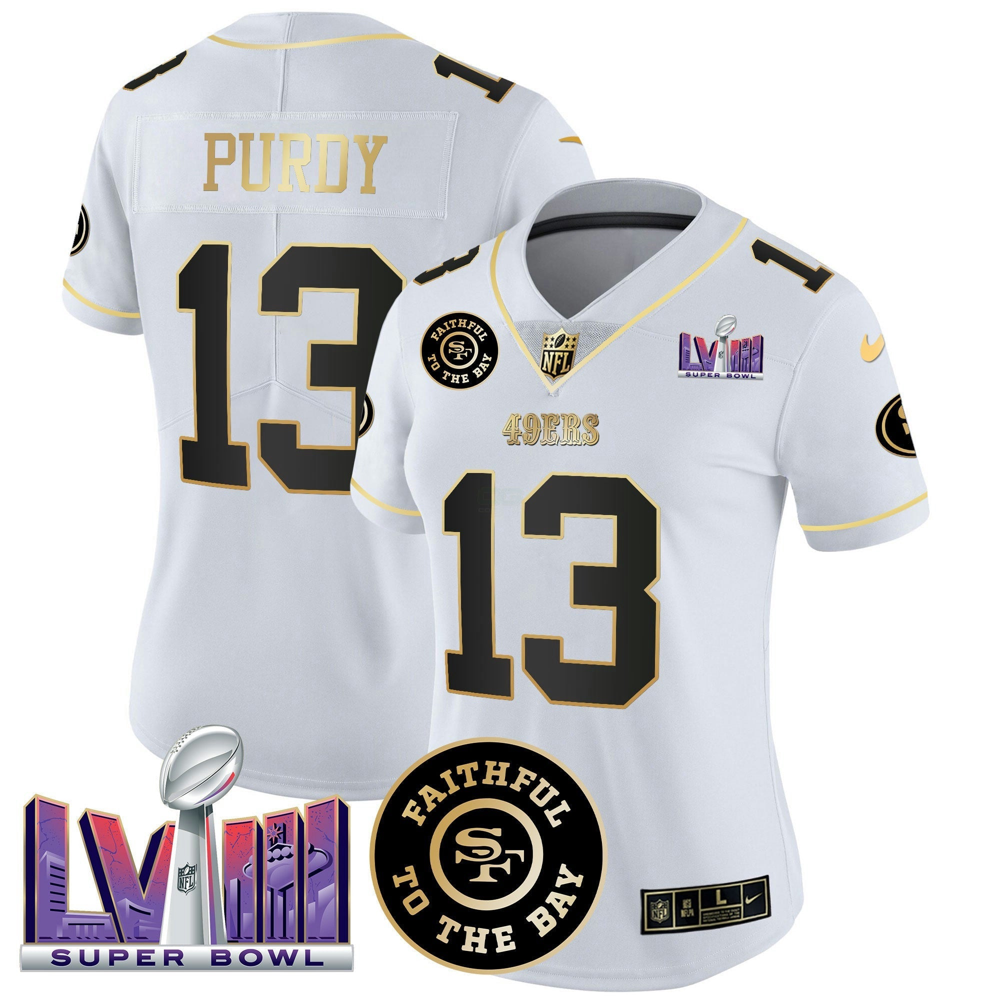 Camisa NFL Women’s Faithful & Super Bowl LVIII Patch Vapor Jersey V2
