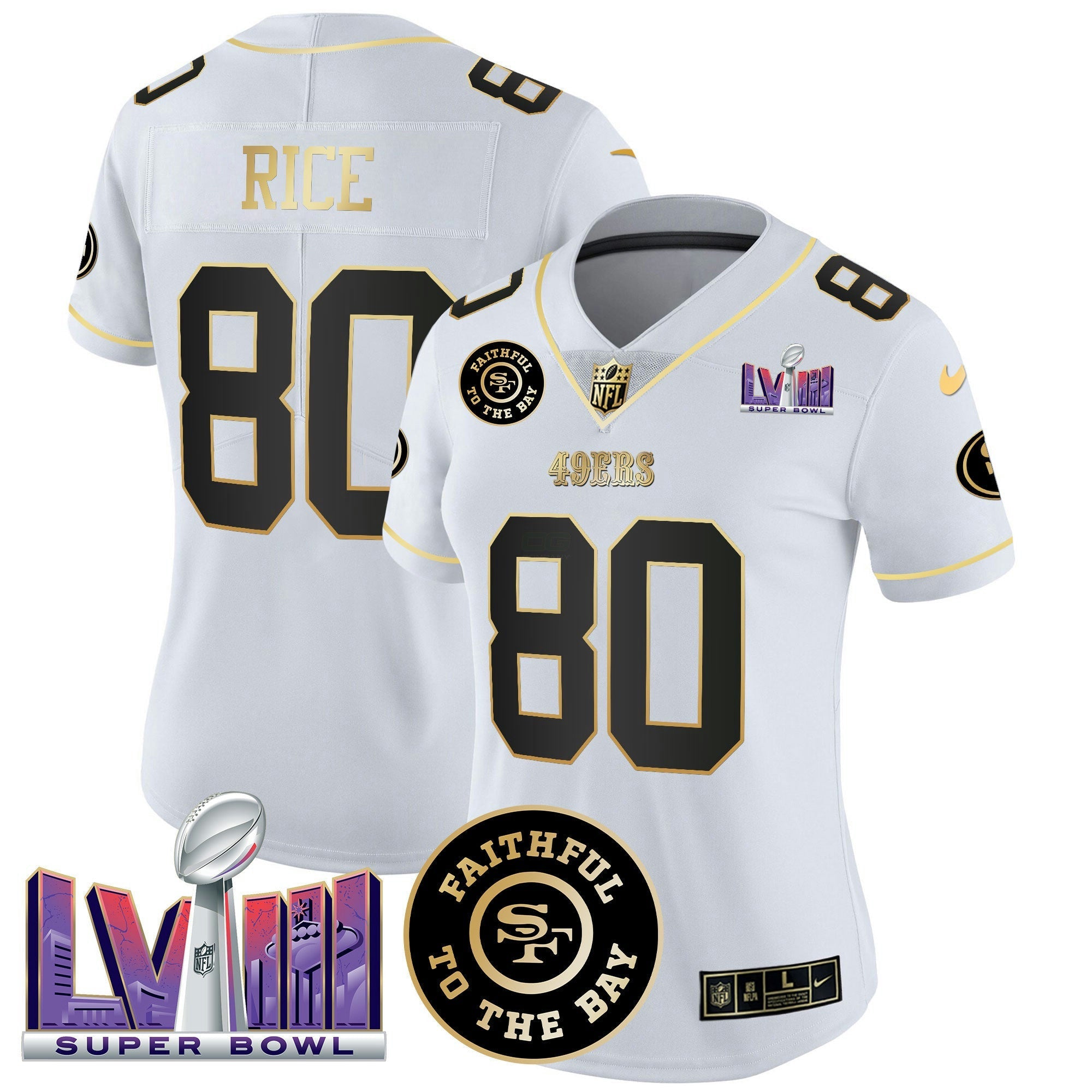Camisa NFL Women’s Faithful & Super Bowl LVIII Patch Vapor Jersey V2