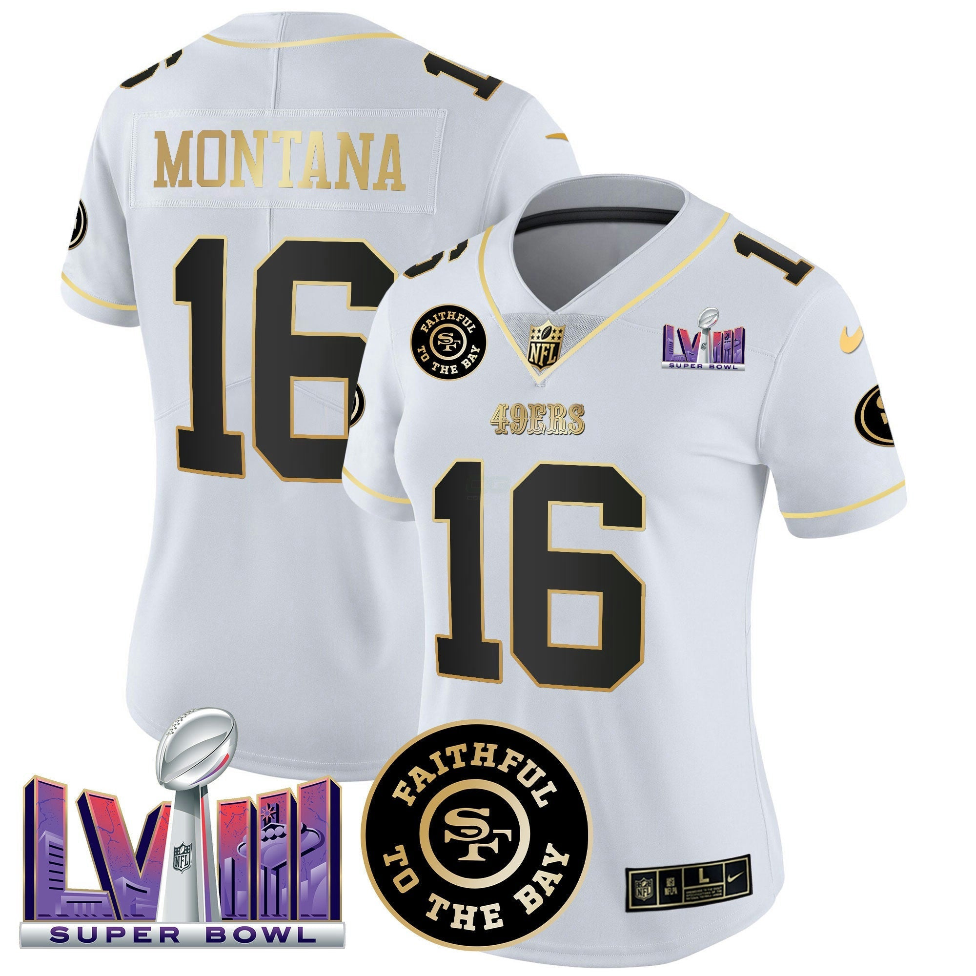 Camisa NFL Women’s Faithful & Super Bowl LVIII Patch Vapor Jersey V2