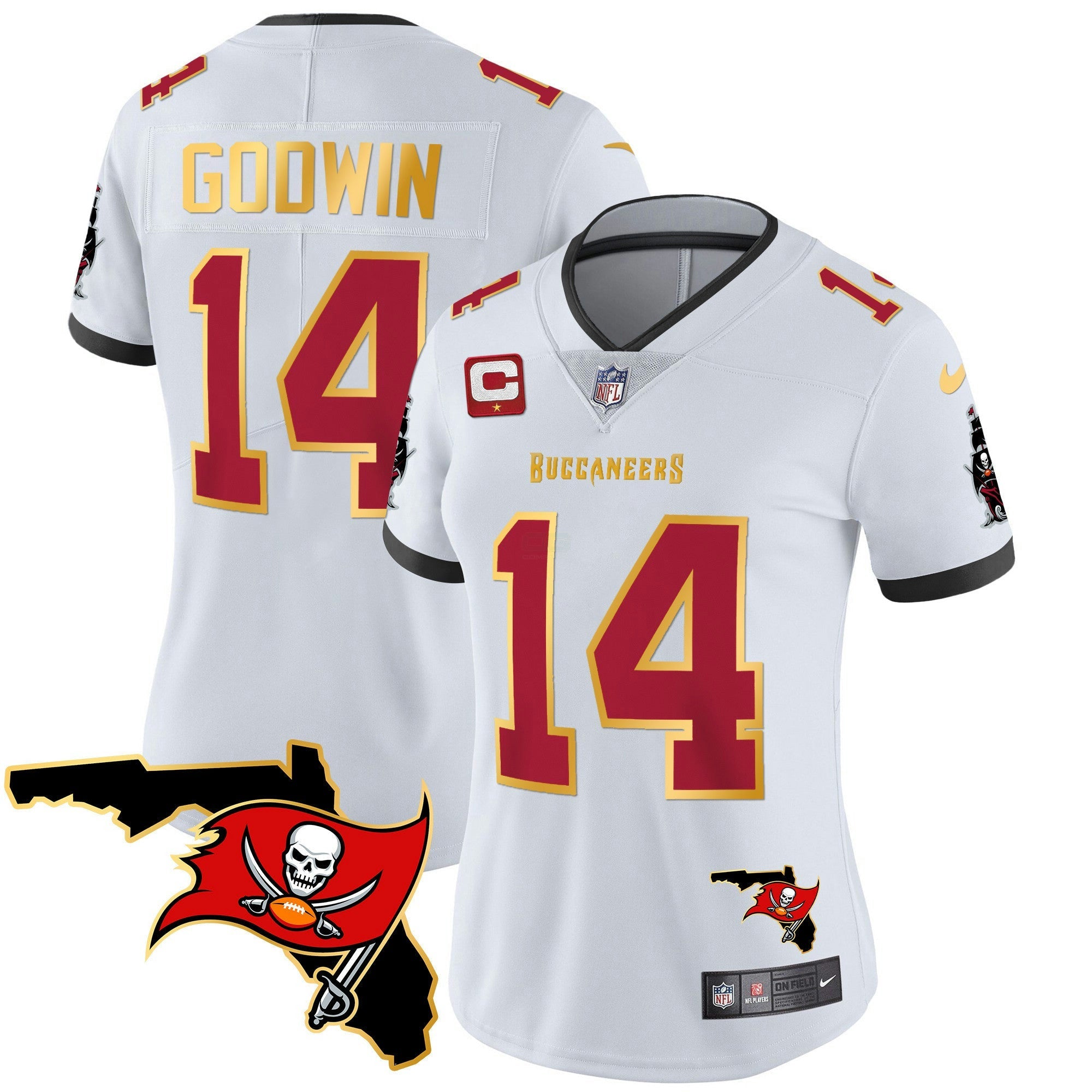 Camisa NFL Women’s Florida Patch Dourada Trim Vapor Jersey