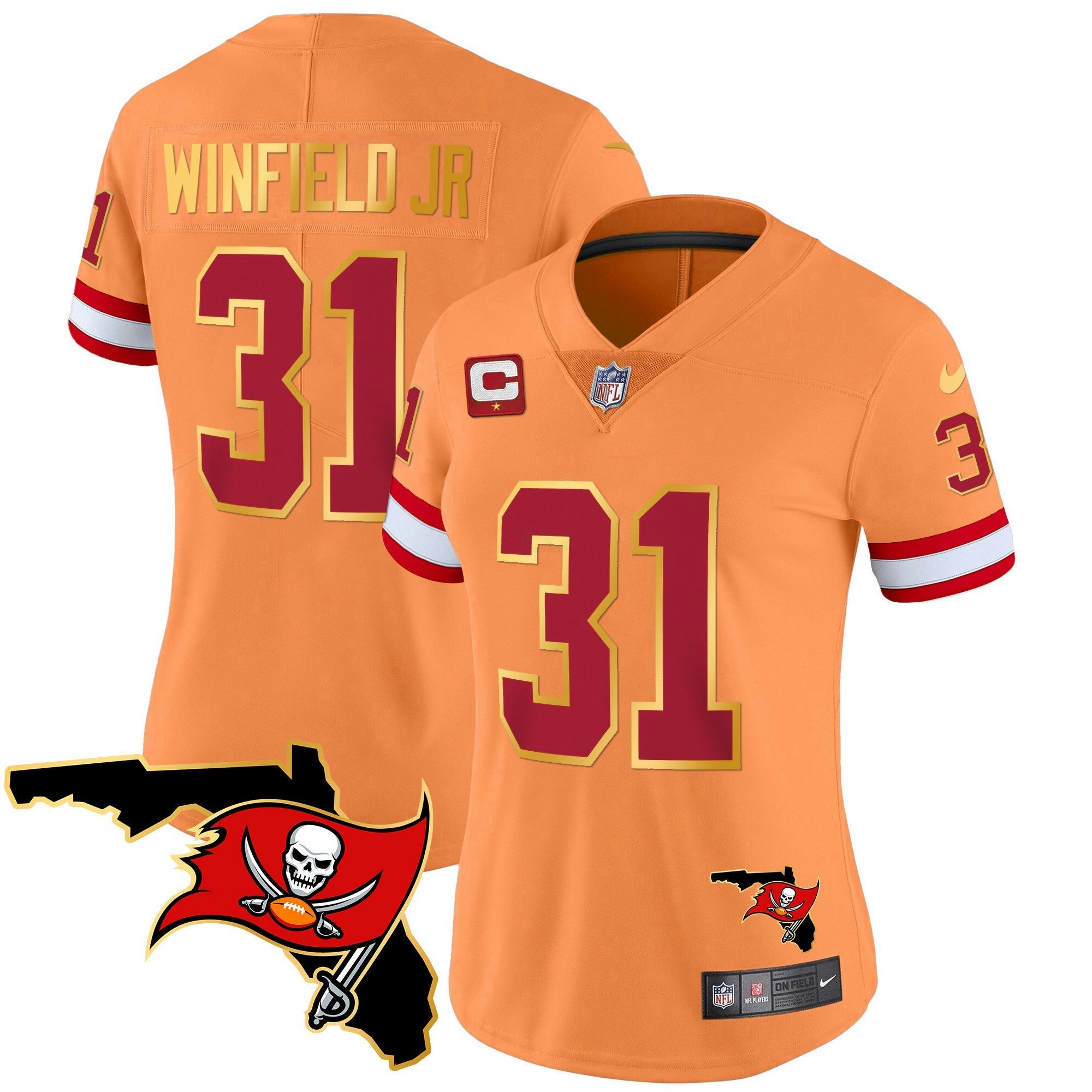 Camisa NFL Women’s Florida Patch Dourada Trim Vapor Jersey