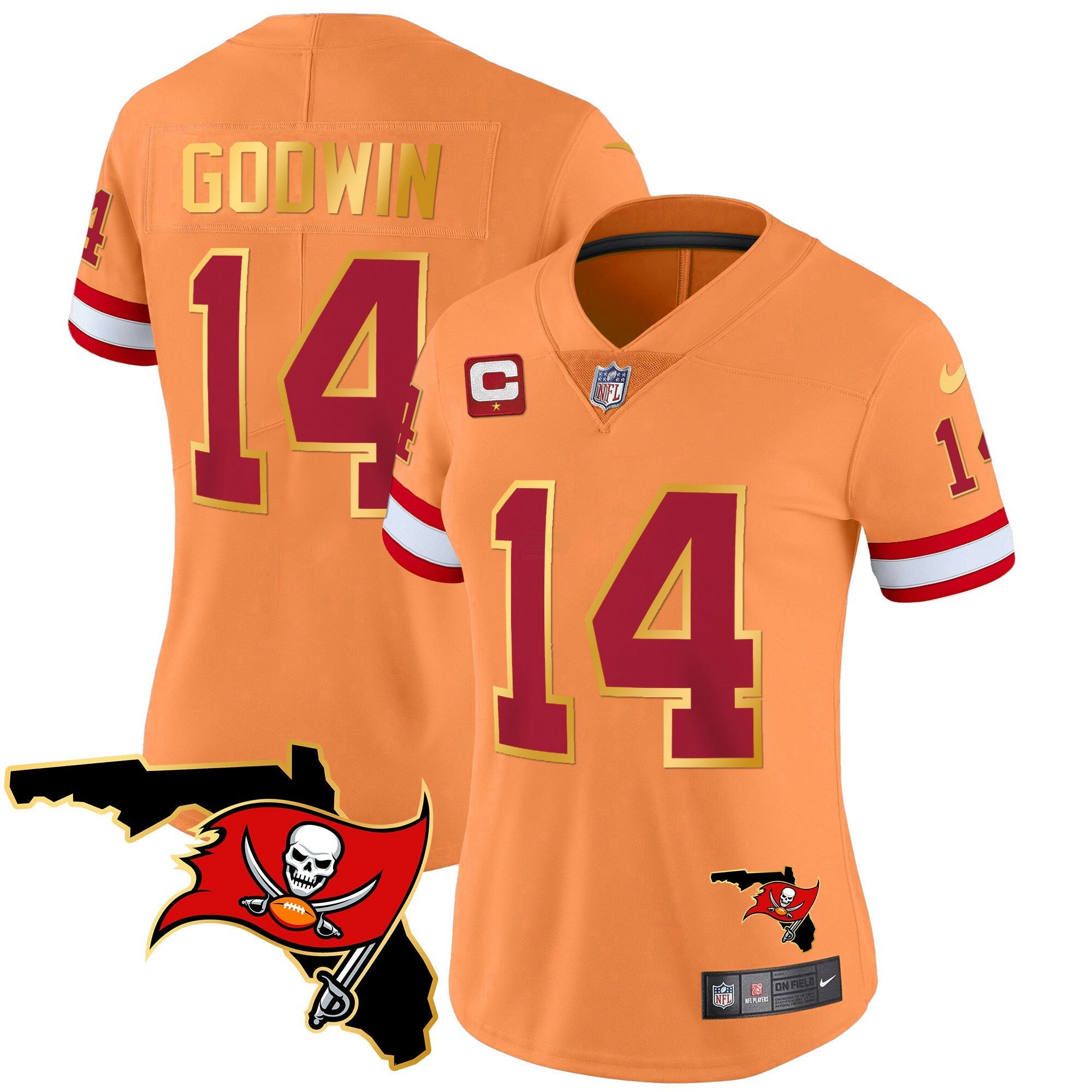 Camisa NFL Women’s Florida Patch Dourada Trim Vapor Jersey