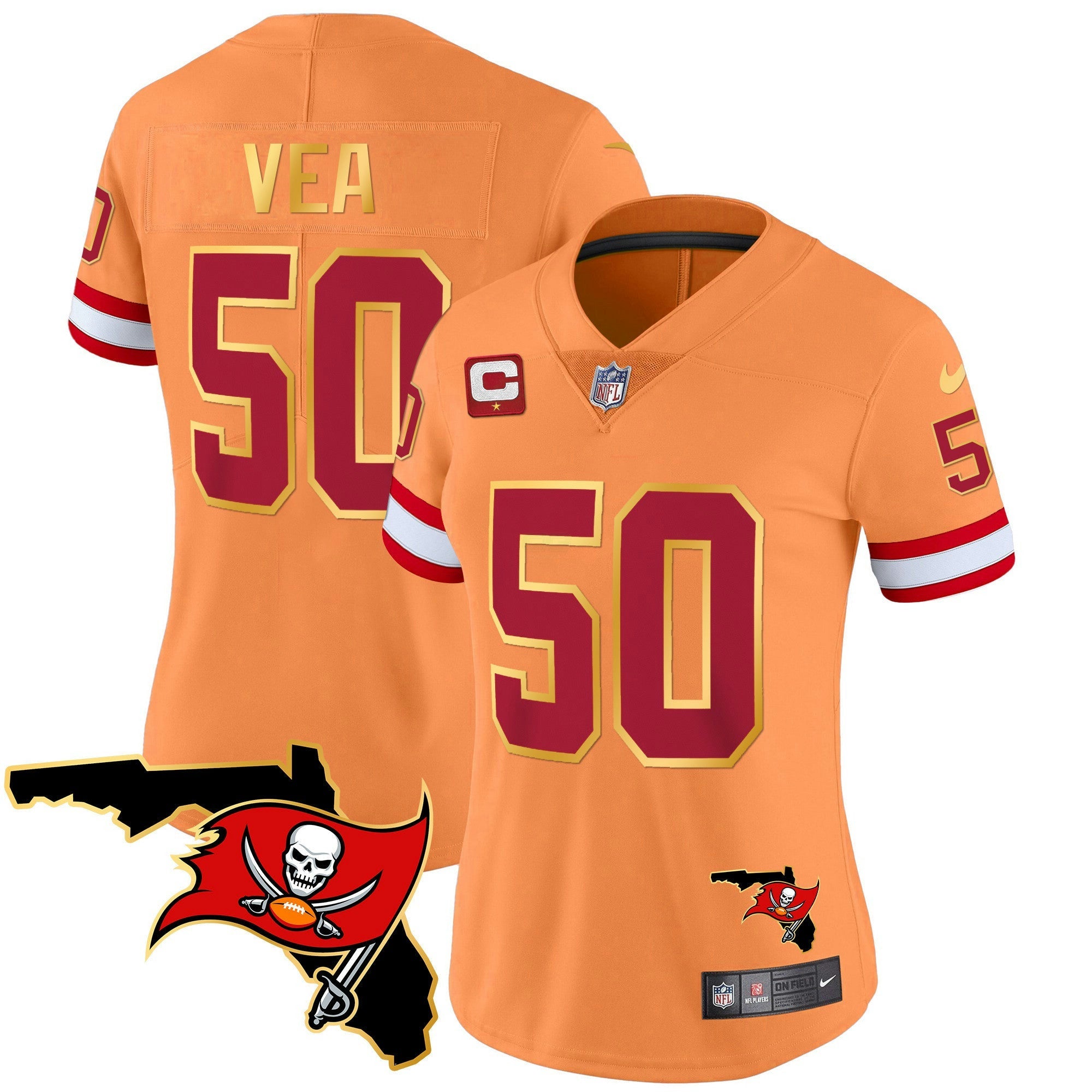 Camisa NFL Women’s Florida Patch Dourada Trim Vapor Jersey