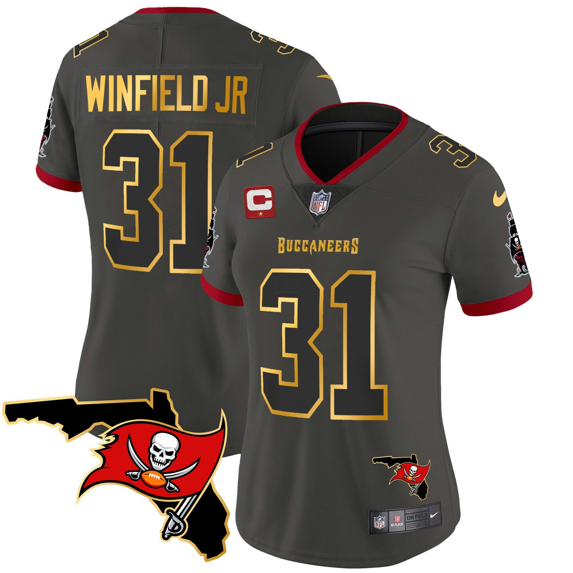 Camisa NFL Women’s Florida Patch Dourada Trim Vapor Jersey