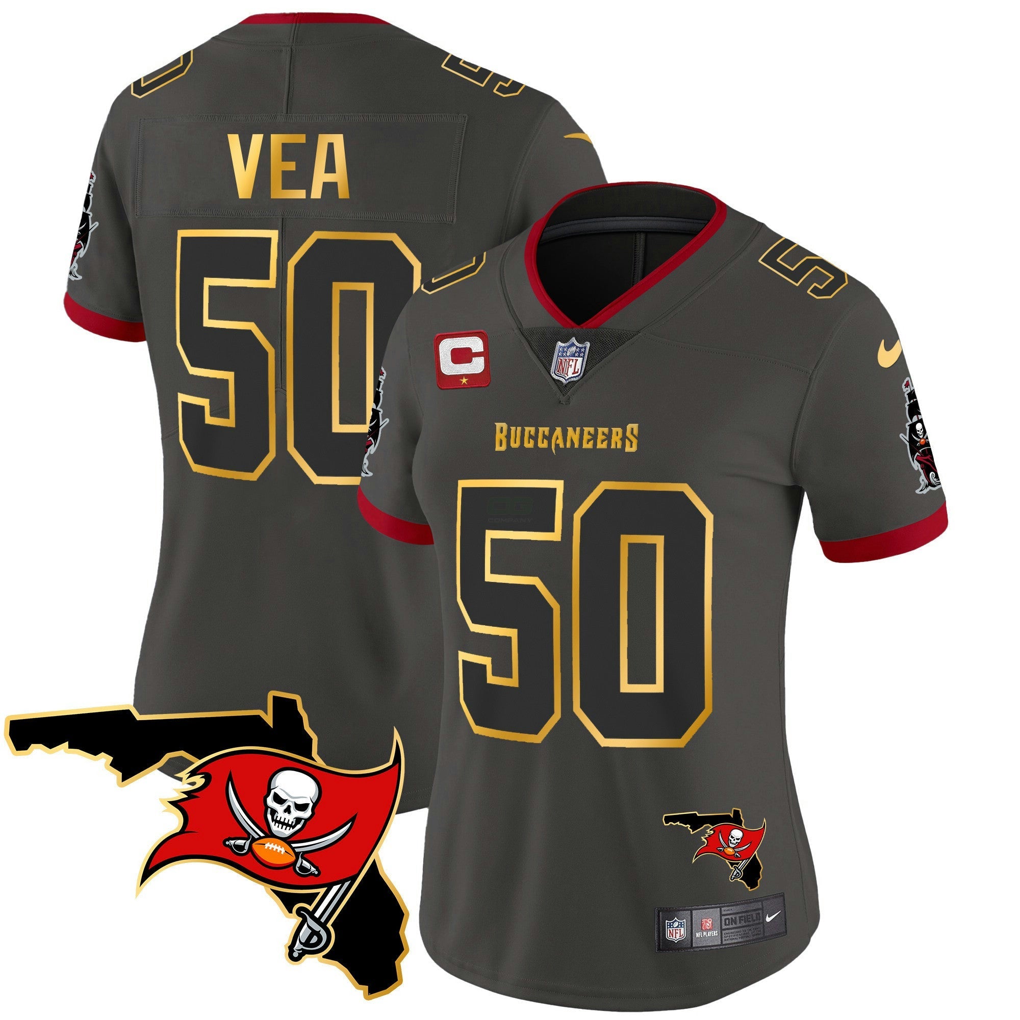 Camisa NFL Women’s Florida Patch Dourada Trim Vapor Jersey