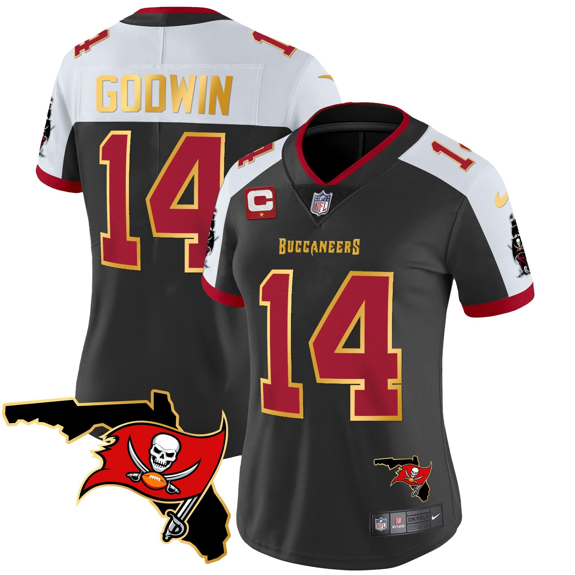 Camisa NFL Women’s Florida Patch Dourada Trim Vapor Jersey
