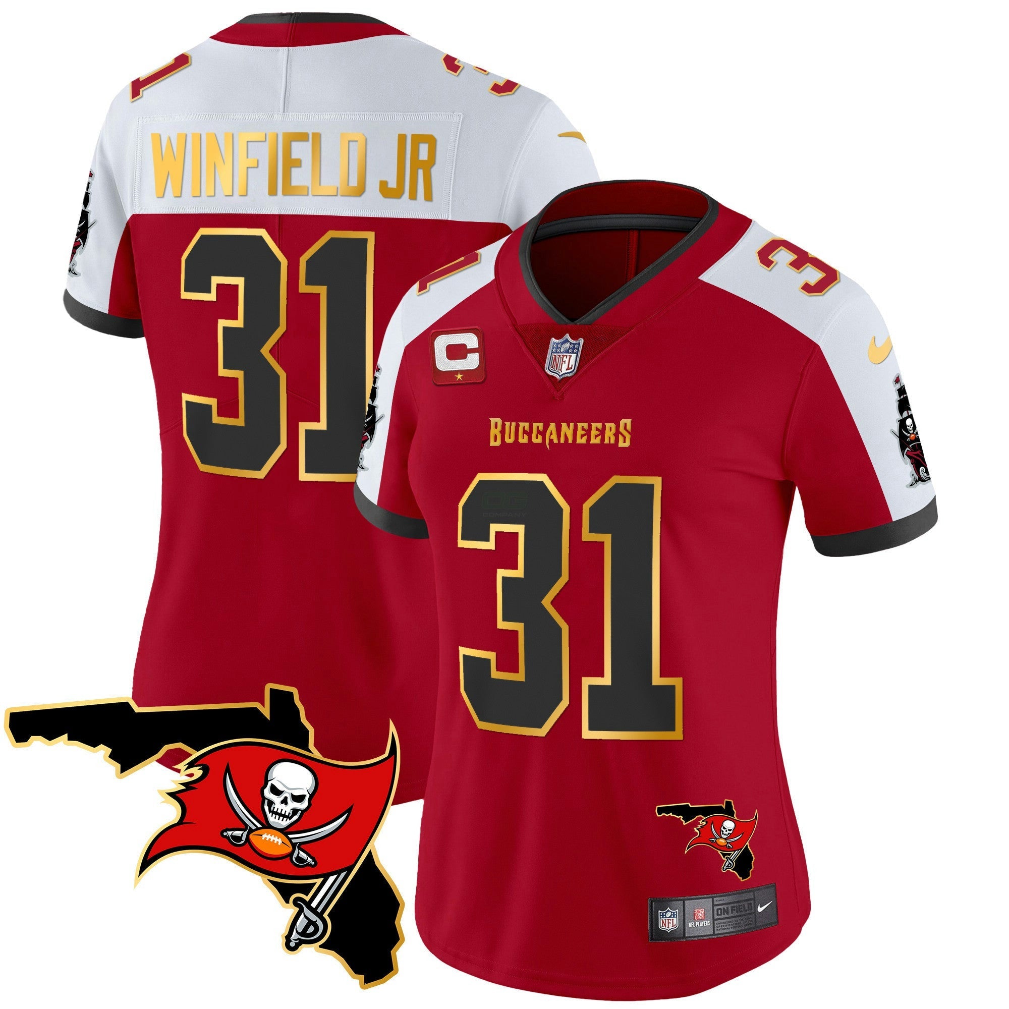 Camisa NFL Women’s Florida Patch Dourada Trim Vapor Jersey