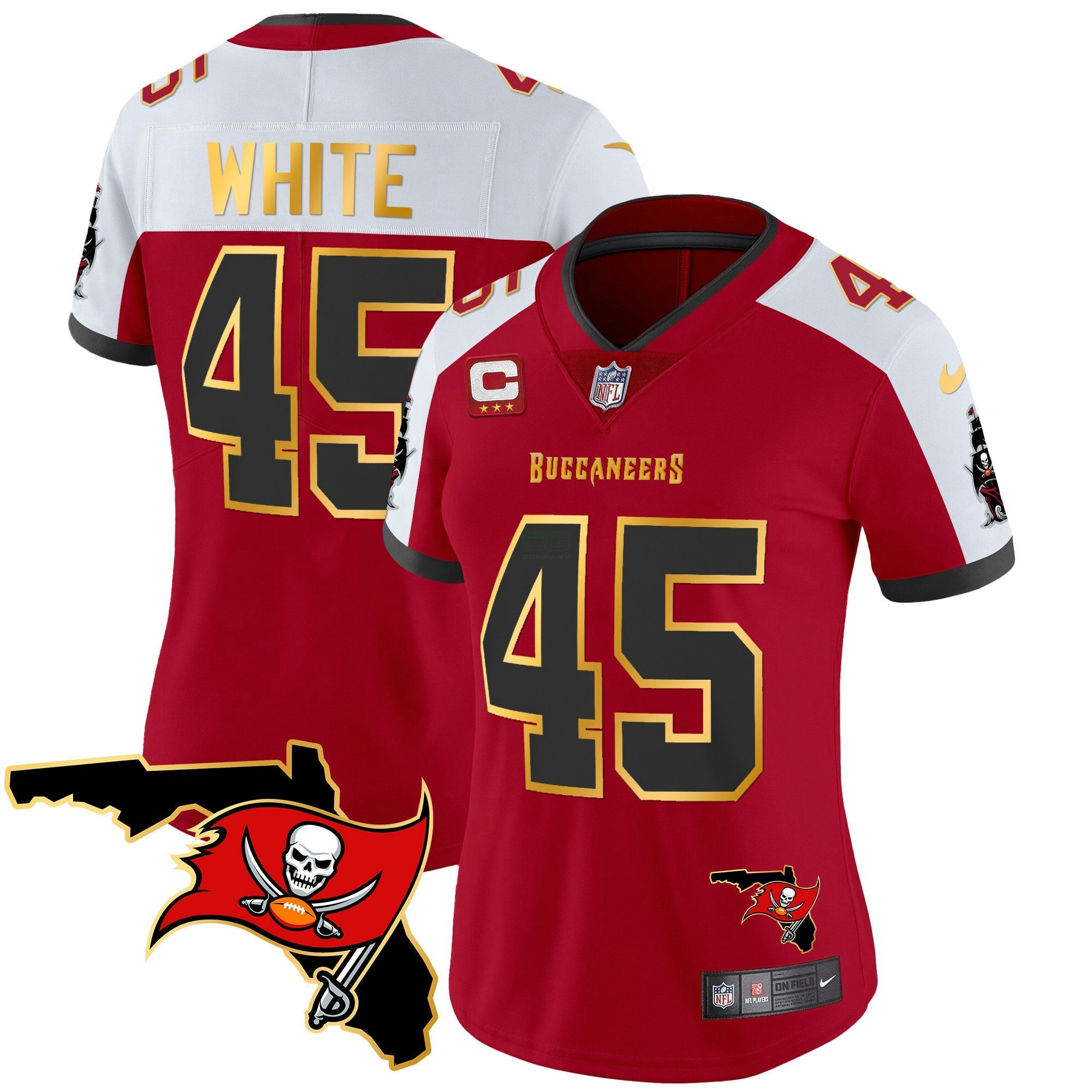 Camisa NFL Women’s Florida Patch Dourada Trim Vapor Jersey