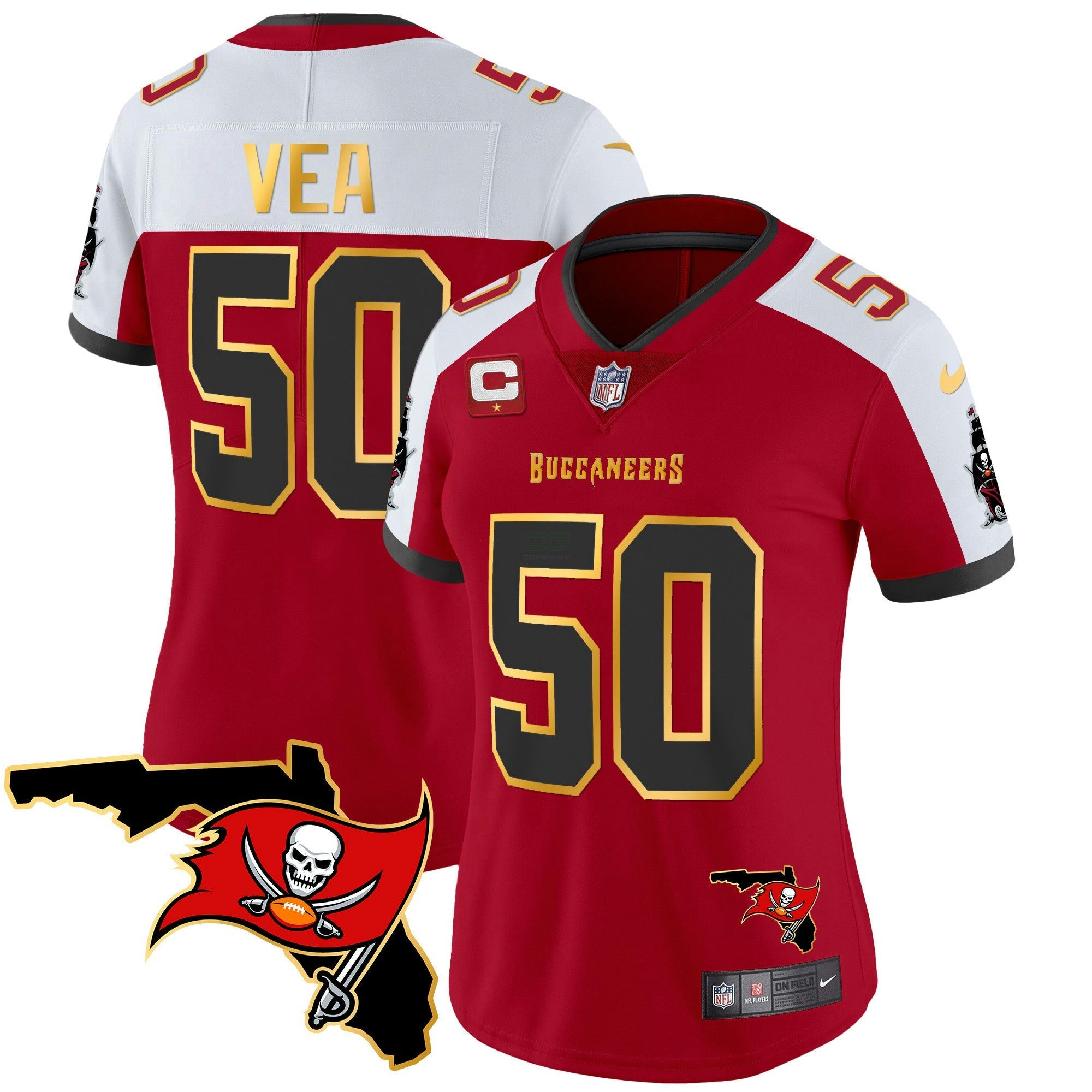 Camisa NFL Women’s Florida Patch Dourada Trim Vapor Jersey