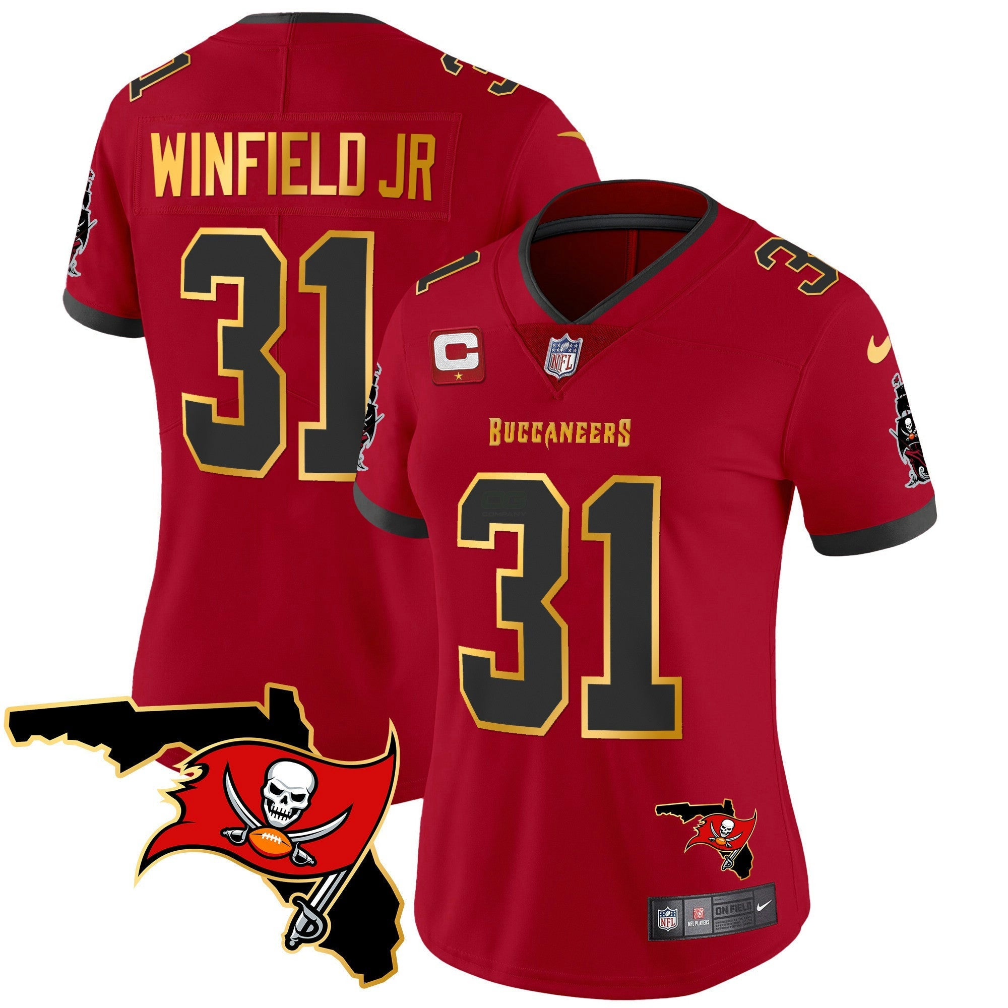 Camisa NFL Women’s Florida Patch Dourada Trim Vapor Jersey