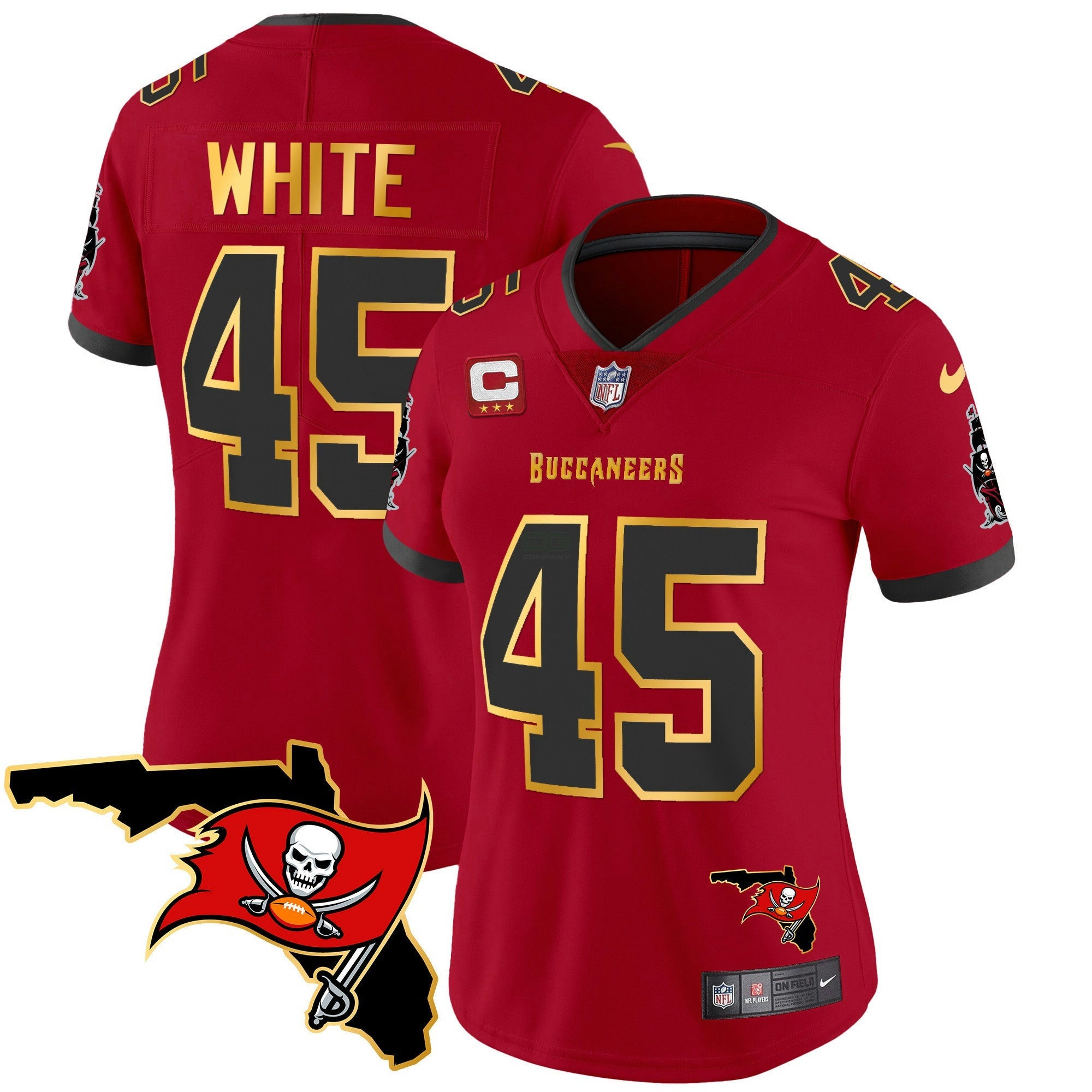 Camisa NFL Women’s Florida Patch Dourada Trim Vapor Jersey